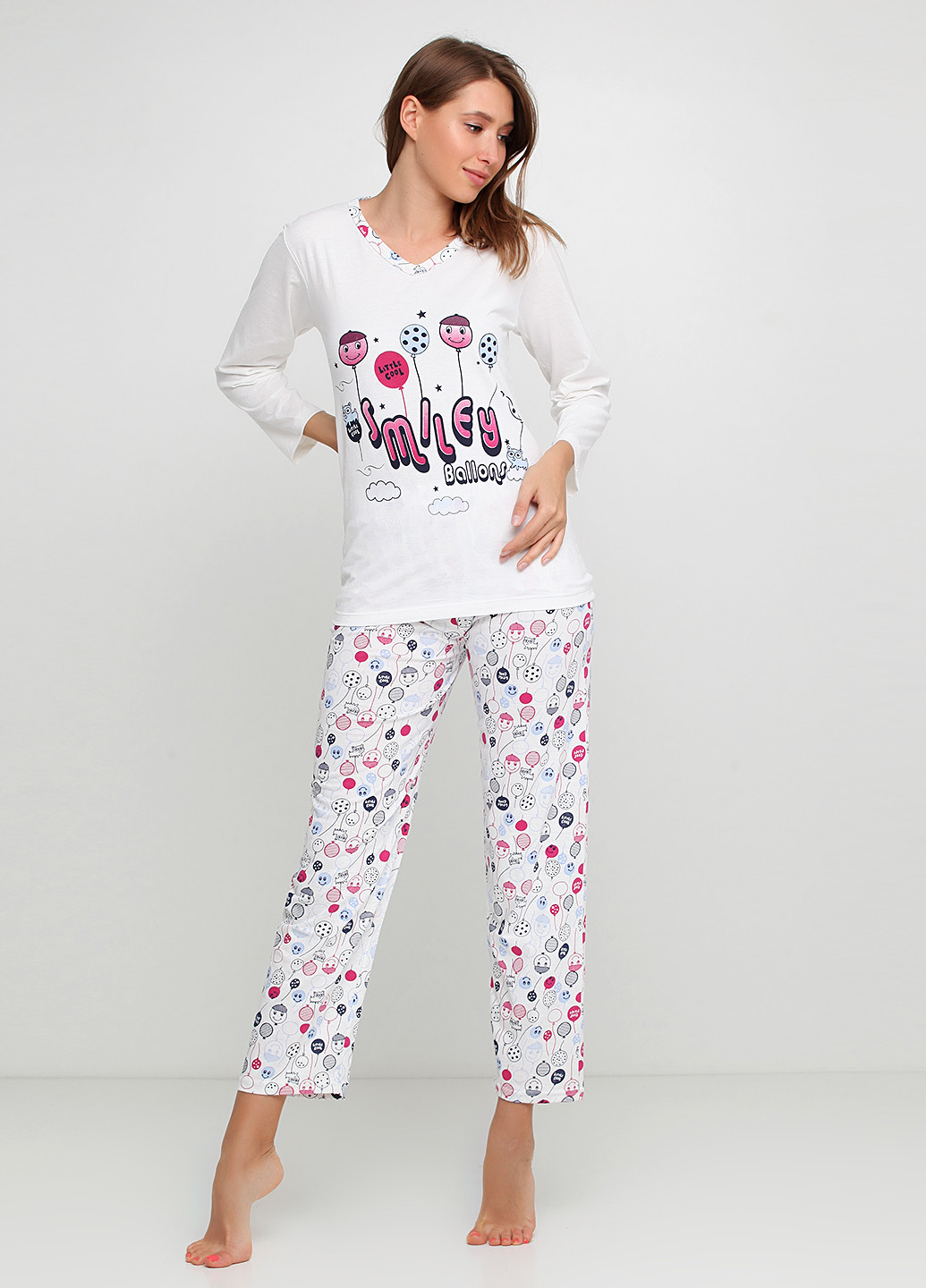 Молочный демисезонный комплект (лонгслив, брюки) Rinda Pijama