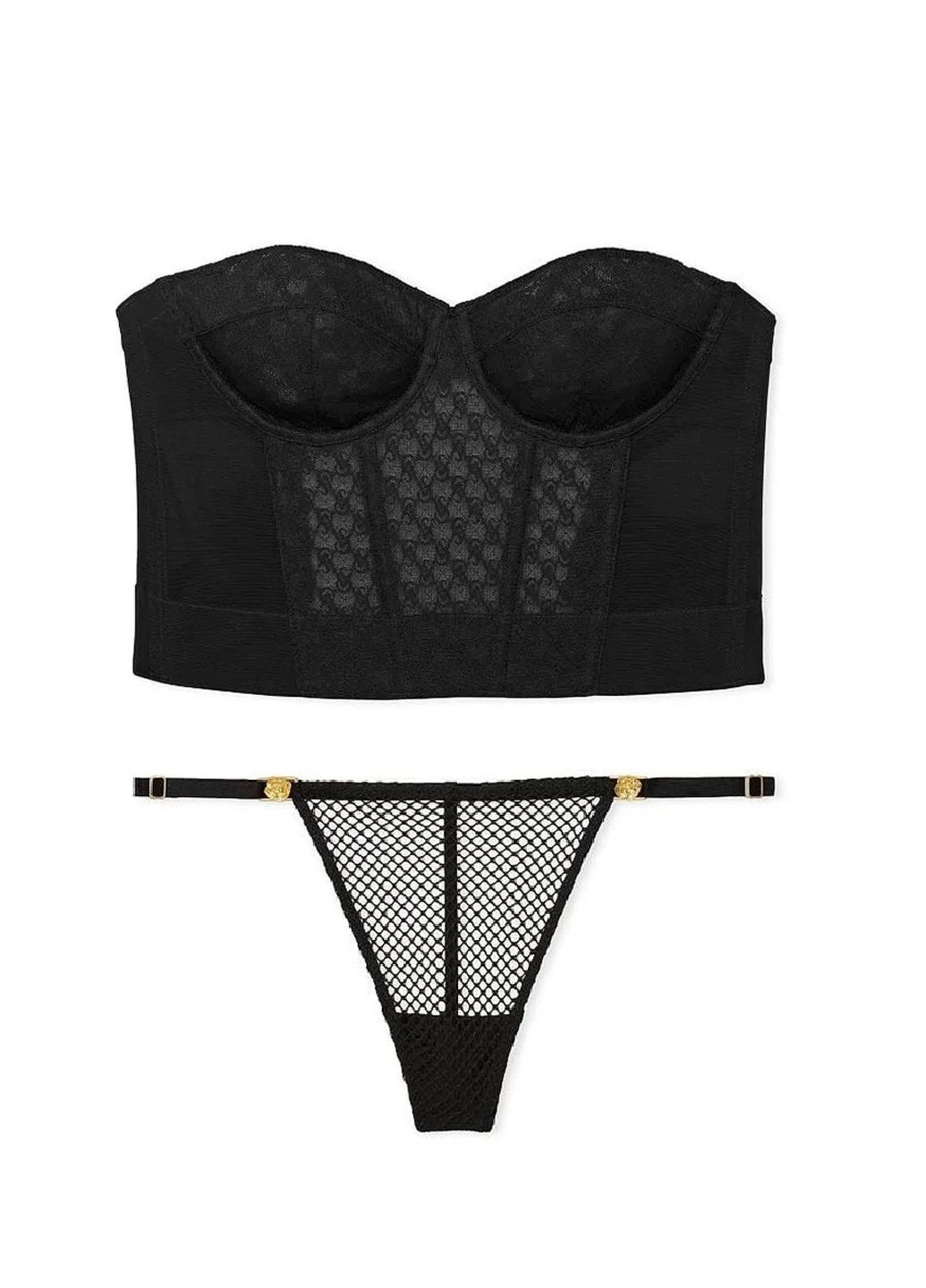 Черный демисезонный комплект (топ, трусики) Victoria's Secret