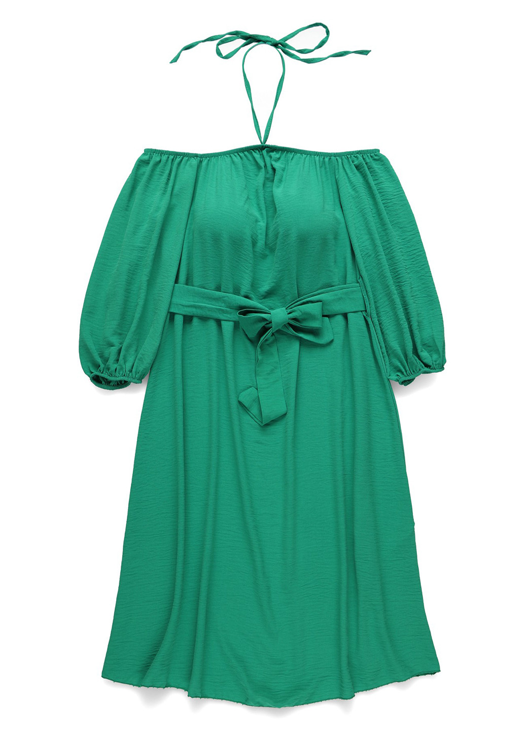 Зелена кежуал сукня з відкритими плечима Boohoo однотонна