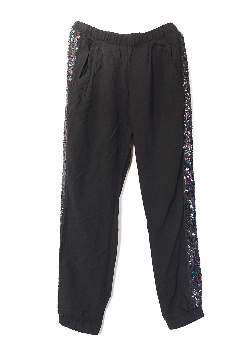 Черные кэжуал летние со средней талией брюки H&M