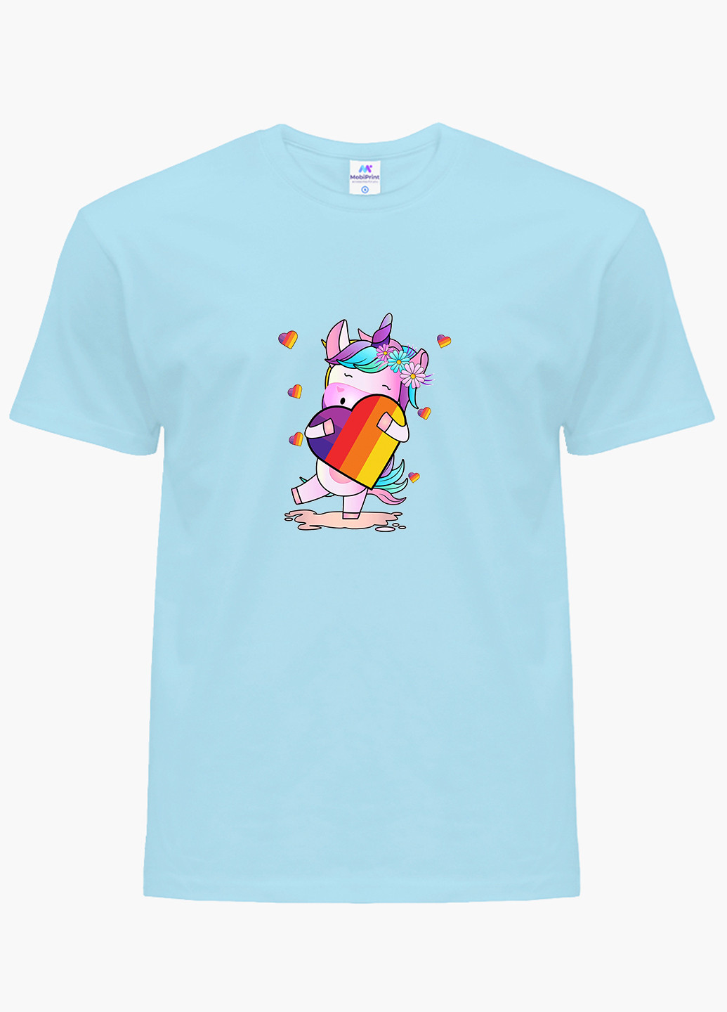 Голубая демисезонная футболка детская лайк единорог (likee unicorn)(9224-1469) MobiPrint