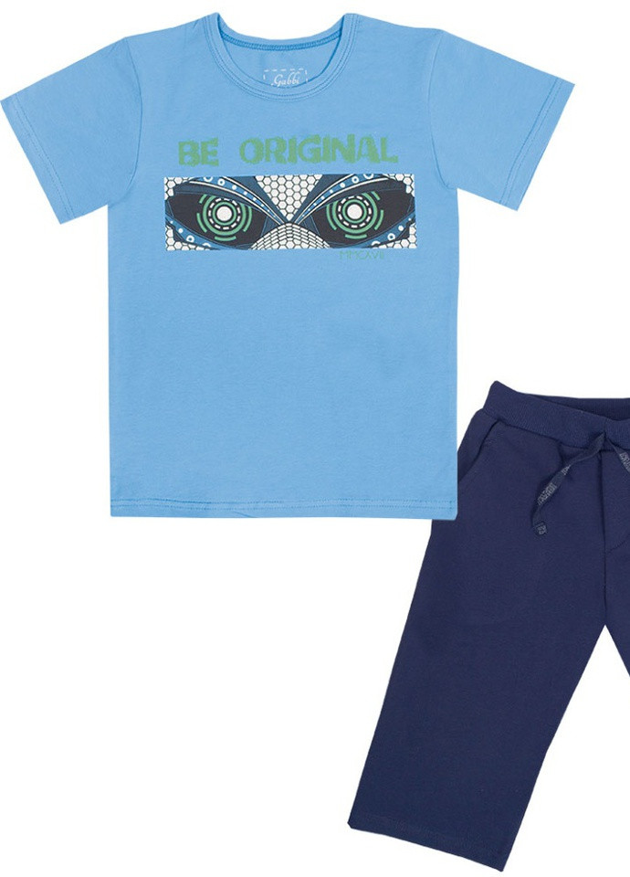 Голубой летний детский костюм для мальчика*техно* Габби