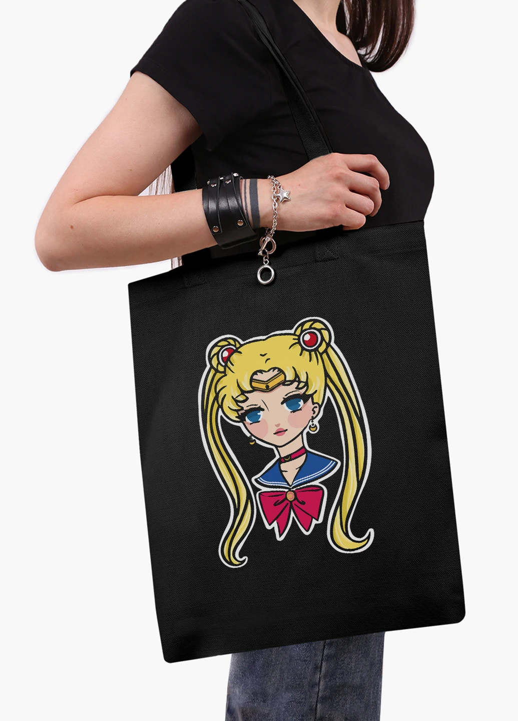 Еко сумка шоппер Сейлор Мун (Sailor Moon) на блискавці (9227-2926-BKZ) MobiPrint (236265434)