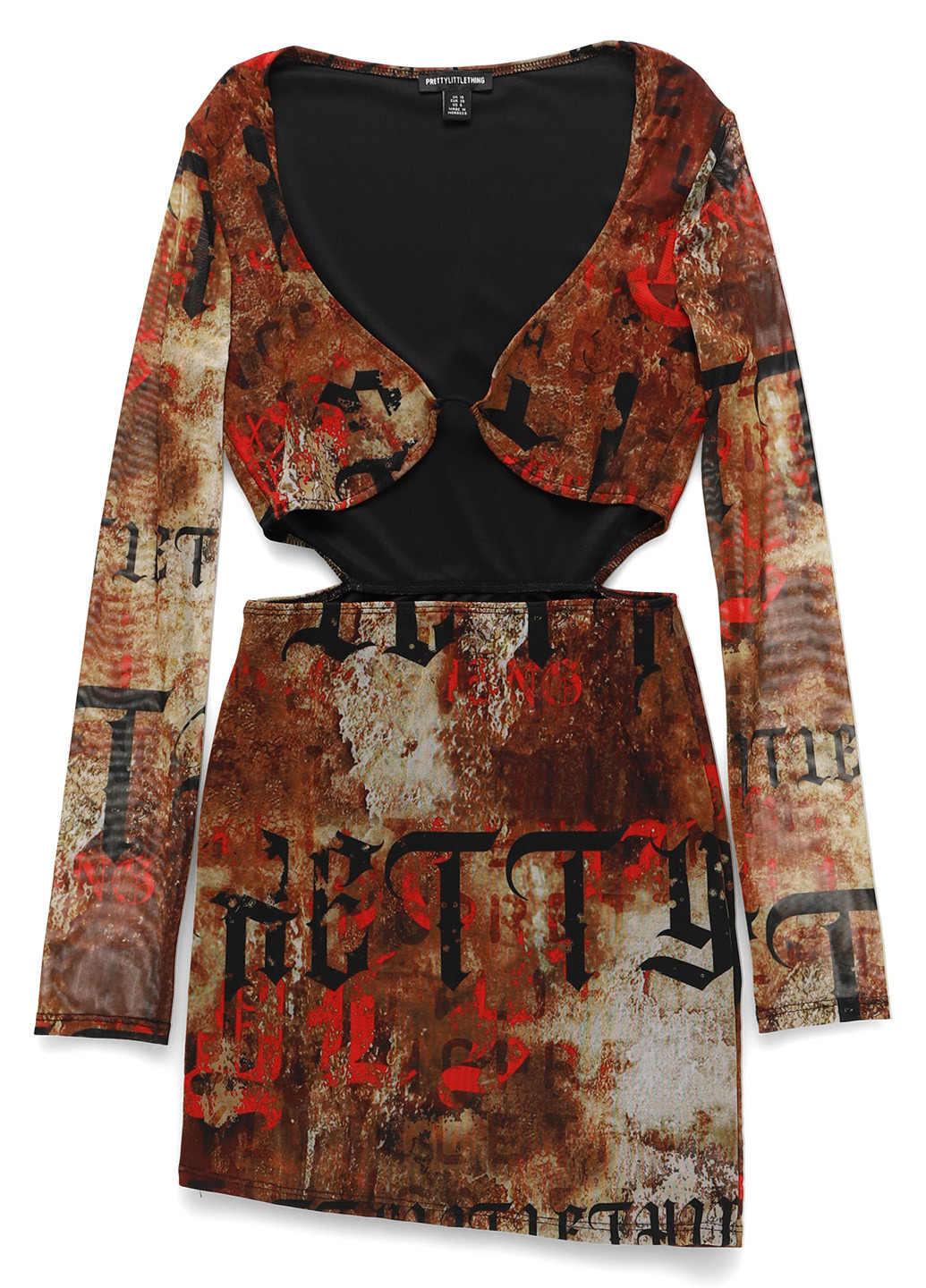 Коричнева вечірня, кежуал сукня PrettyLittleThing з малюнком