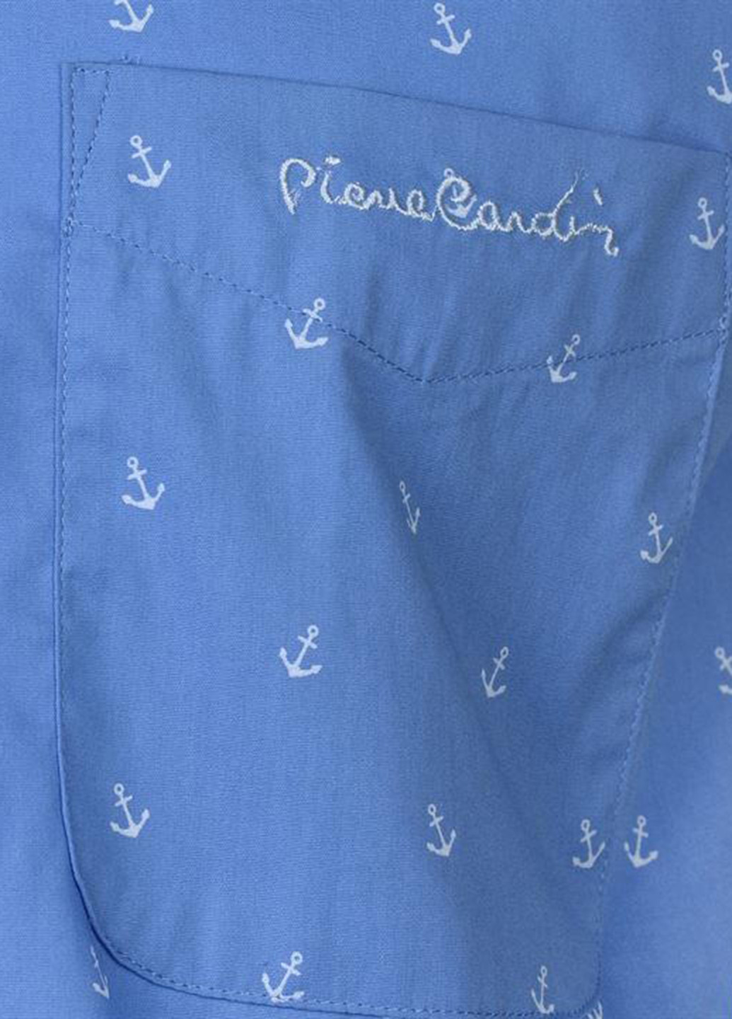 Темно-голубой кэжуал рубашка с рисунком Pierre Cardin с коротким рукавом