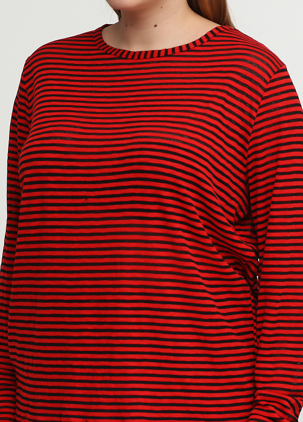 Красный демисезонный кэжуал лонгслив H&M в полоску