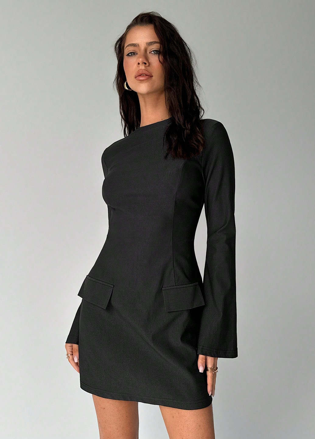 Чорна кежуал сукня силуетна SHEIN однотонна