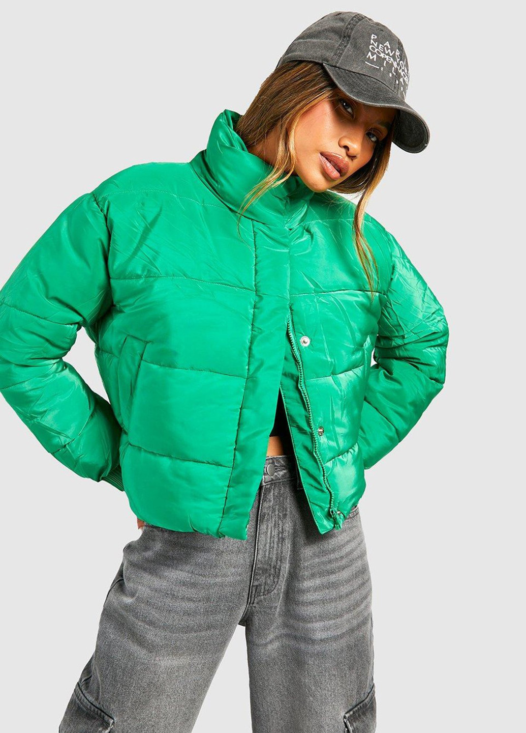 Зелена демісезонна куртка Boohoo