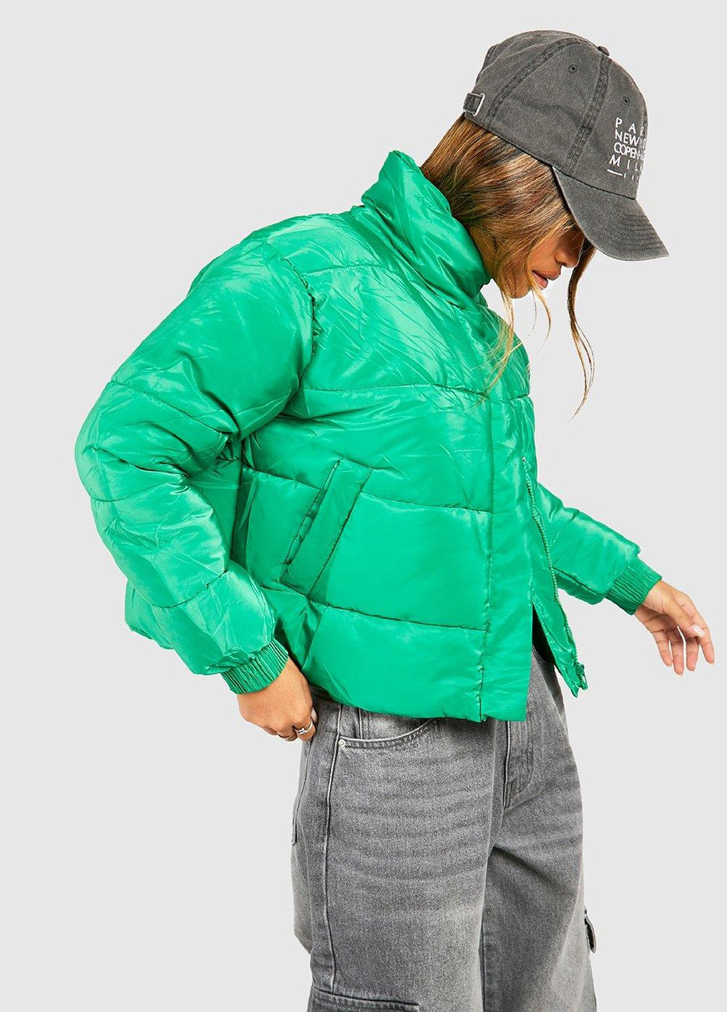 Зелена демісезонна куртка Boohoo