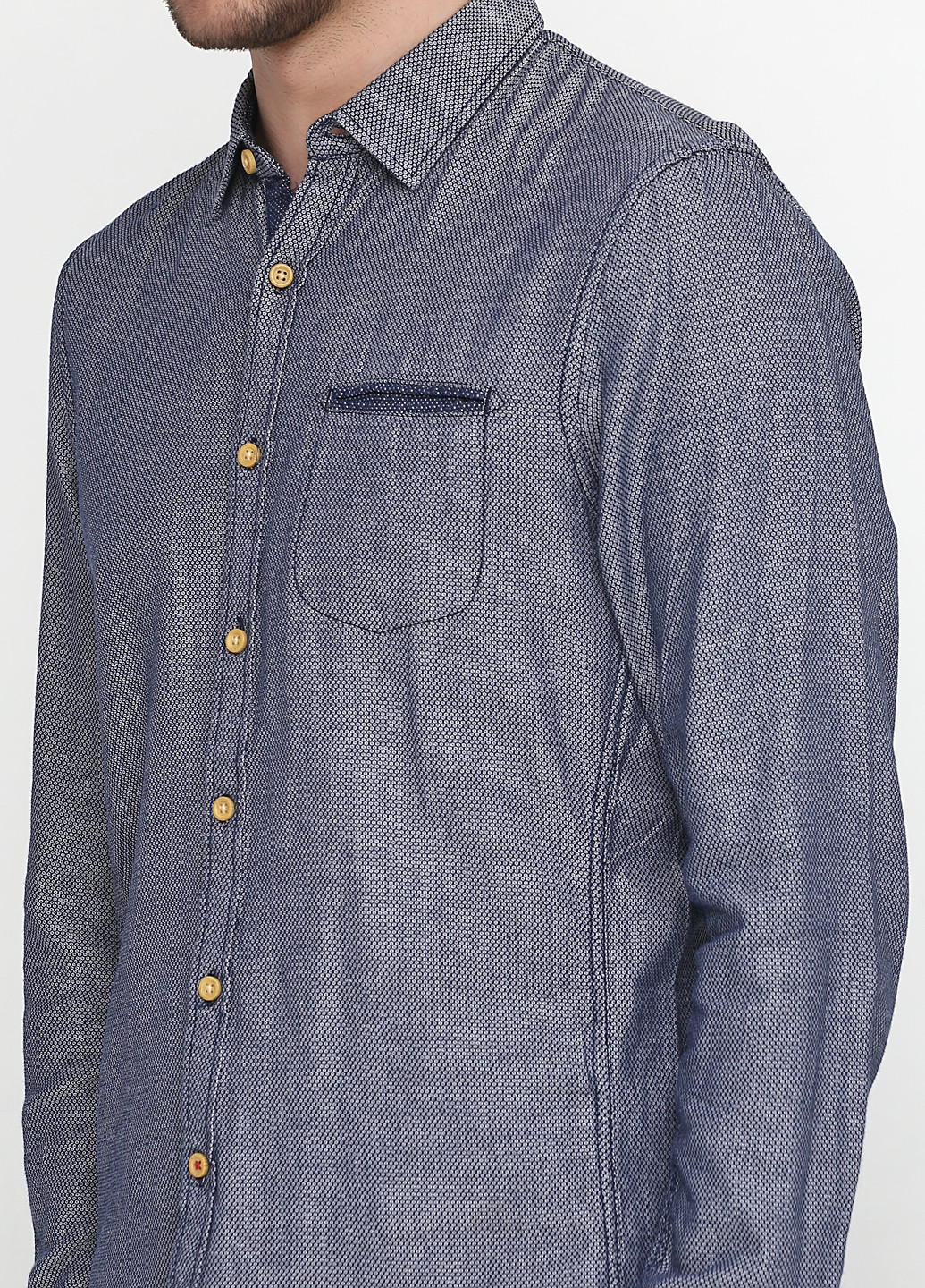 Синяя кэжуал рубашка с геометрическим узором Tom Tailor с длинным рукавом