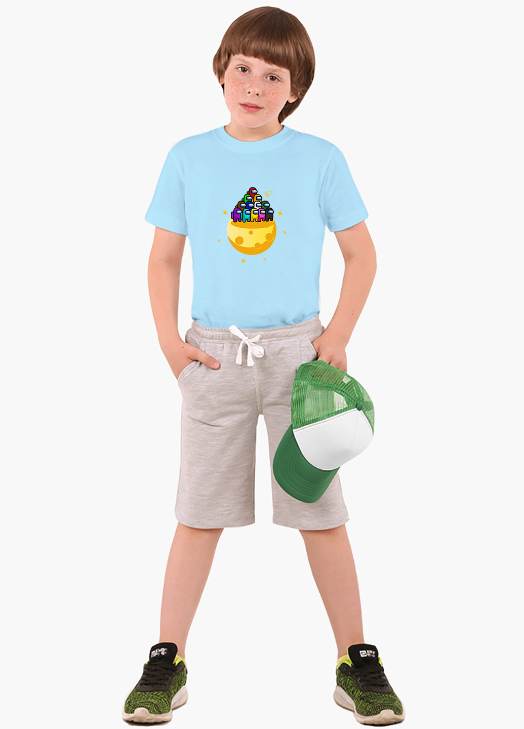 Голубая демисезонная футболка детская амонг ас (among us)(9224-2584) MobiPrint