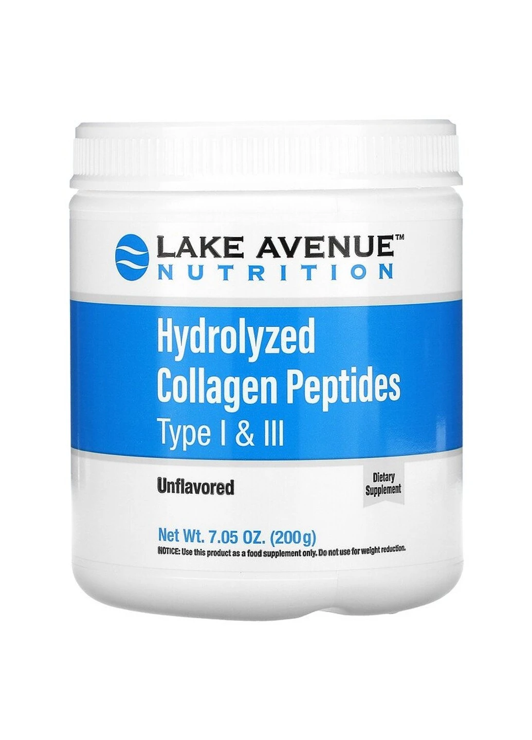 Коллаген Hydrolyzed Collagen Peptides Type I & III 200 грамм Без вкуса Lake Avenue Nutrition (255408801)