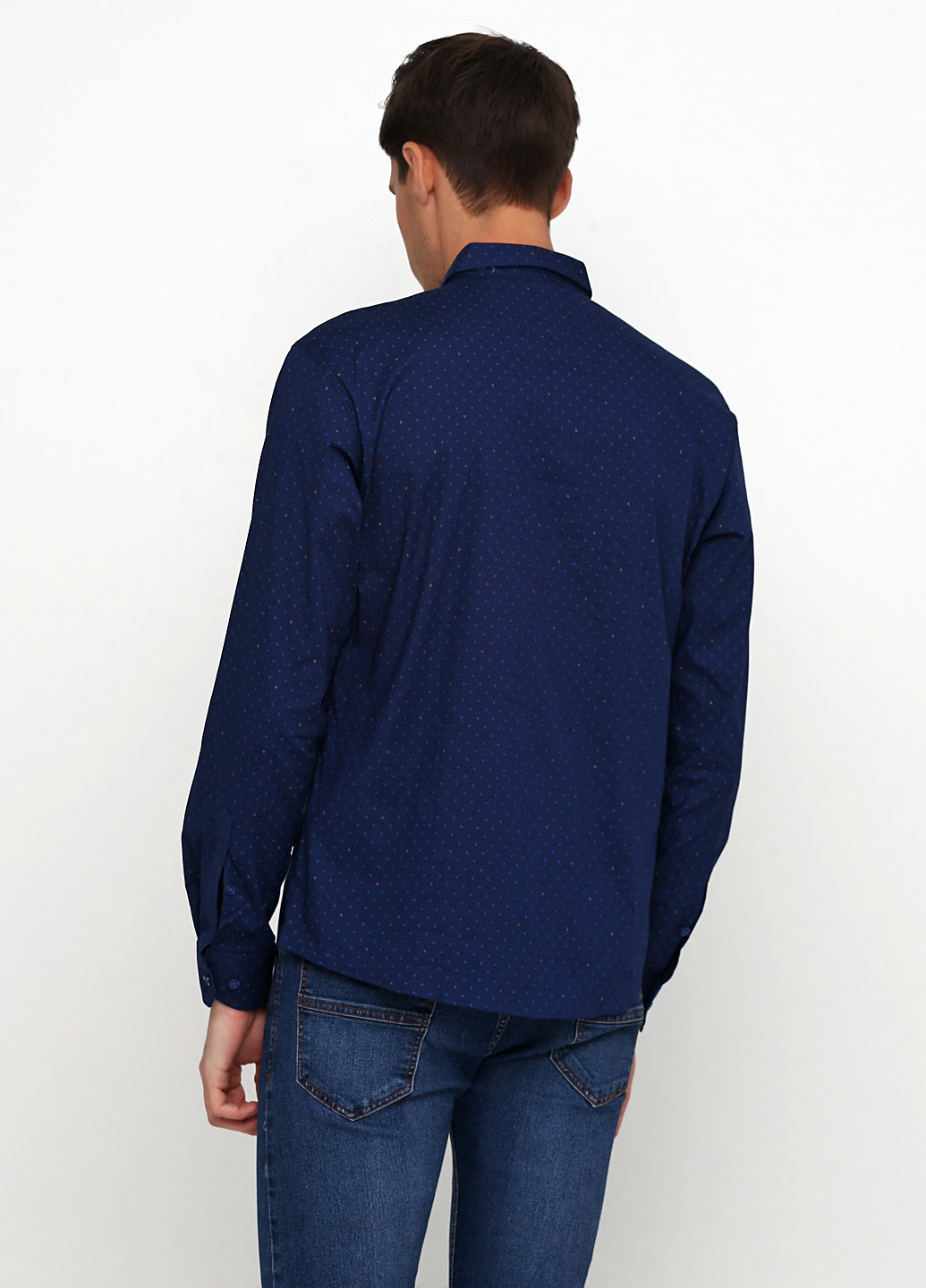 Темно-синяя кэжуал рубашка с геометрическим узором Recobar с длинным рукавом