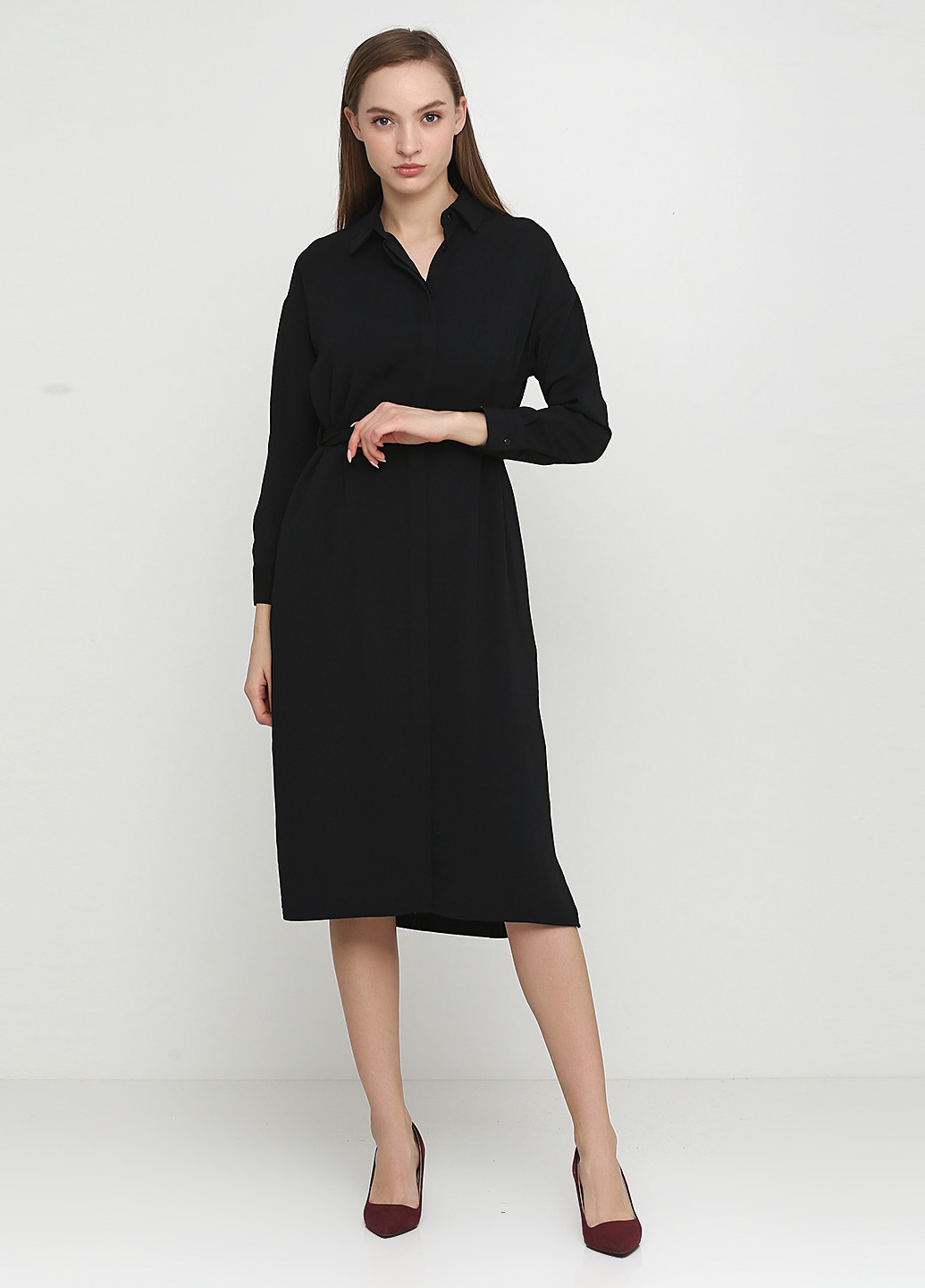Черное кэжуал платье Massimo Dutti однотонное