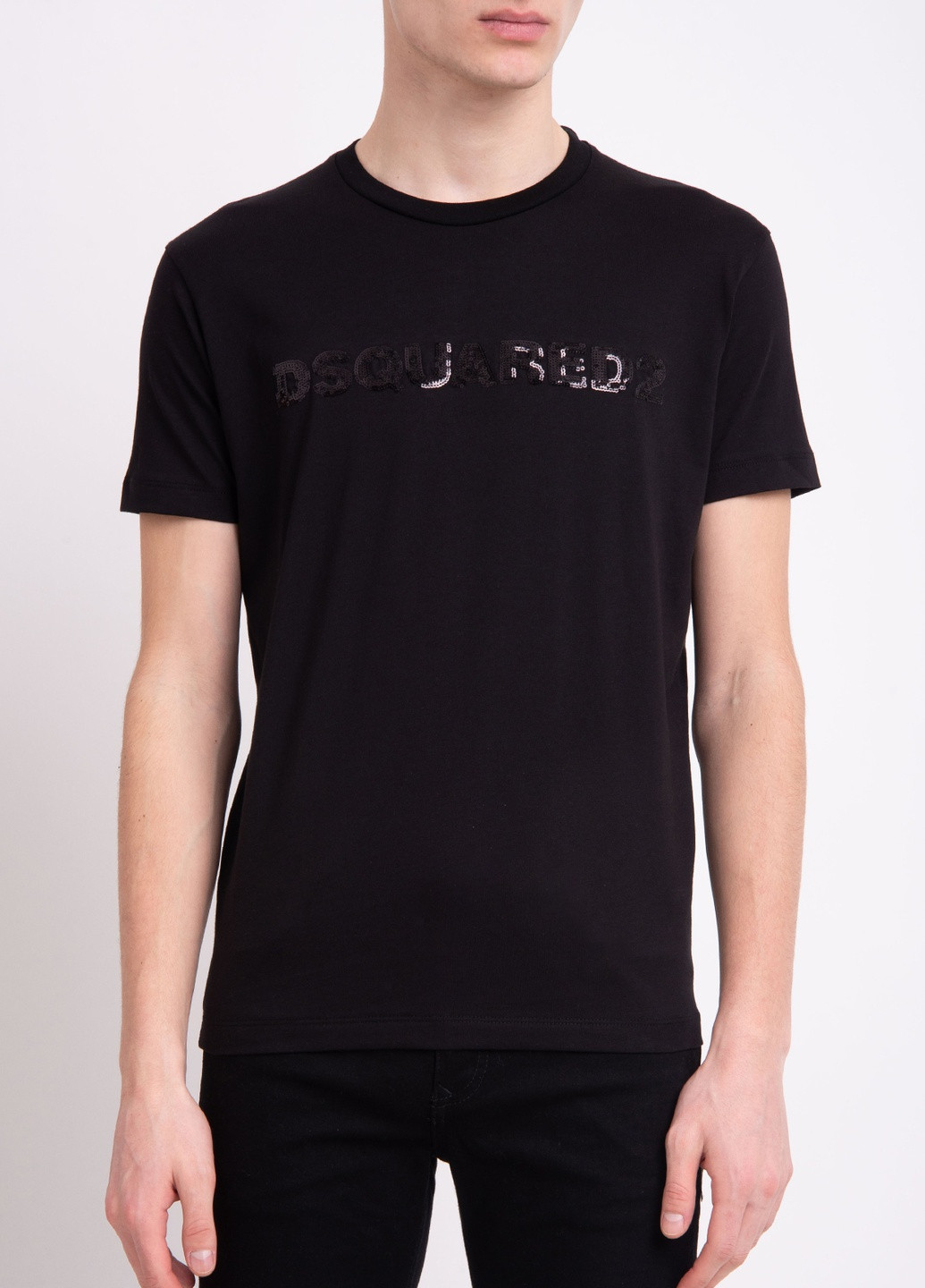 Черная черная футболка с логотипом Dsquared2