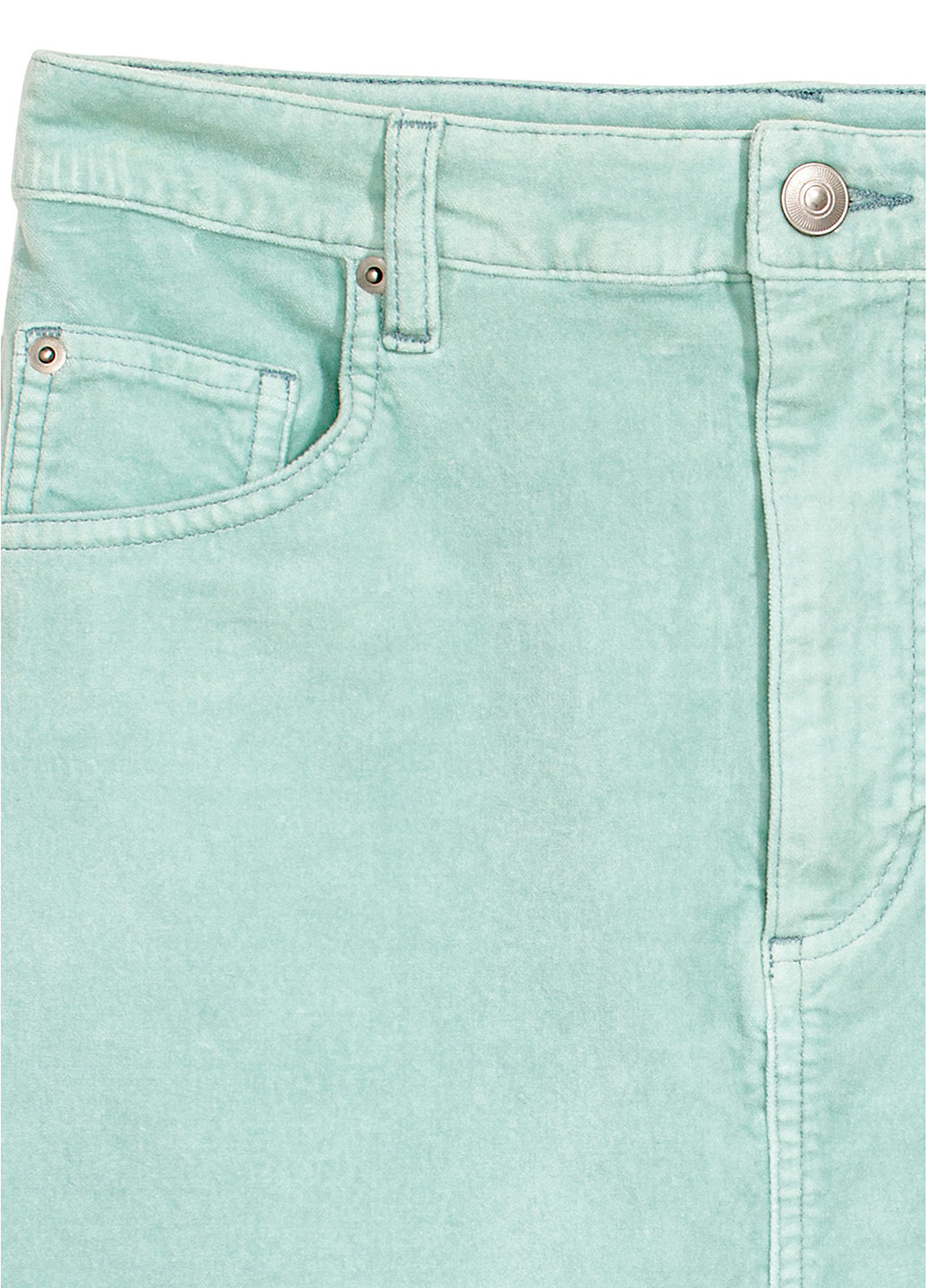 Мятная джинсовая однотонная юбка H&M а-силуэта (трапеция)