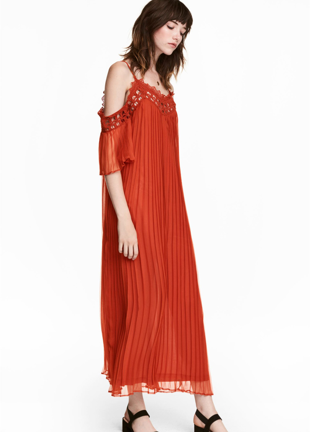 Теракотова кежуал плаття, сукня плісована H&M однотонна