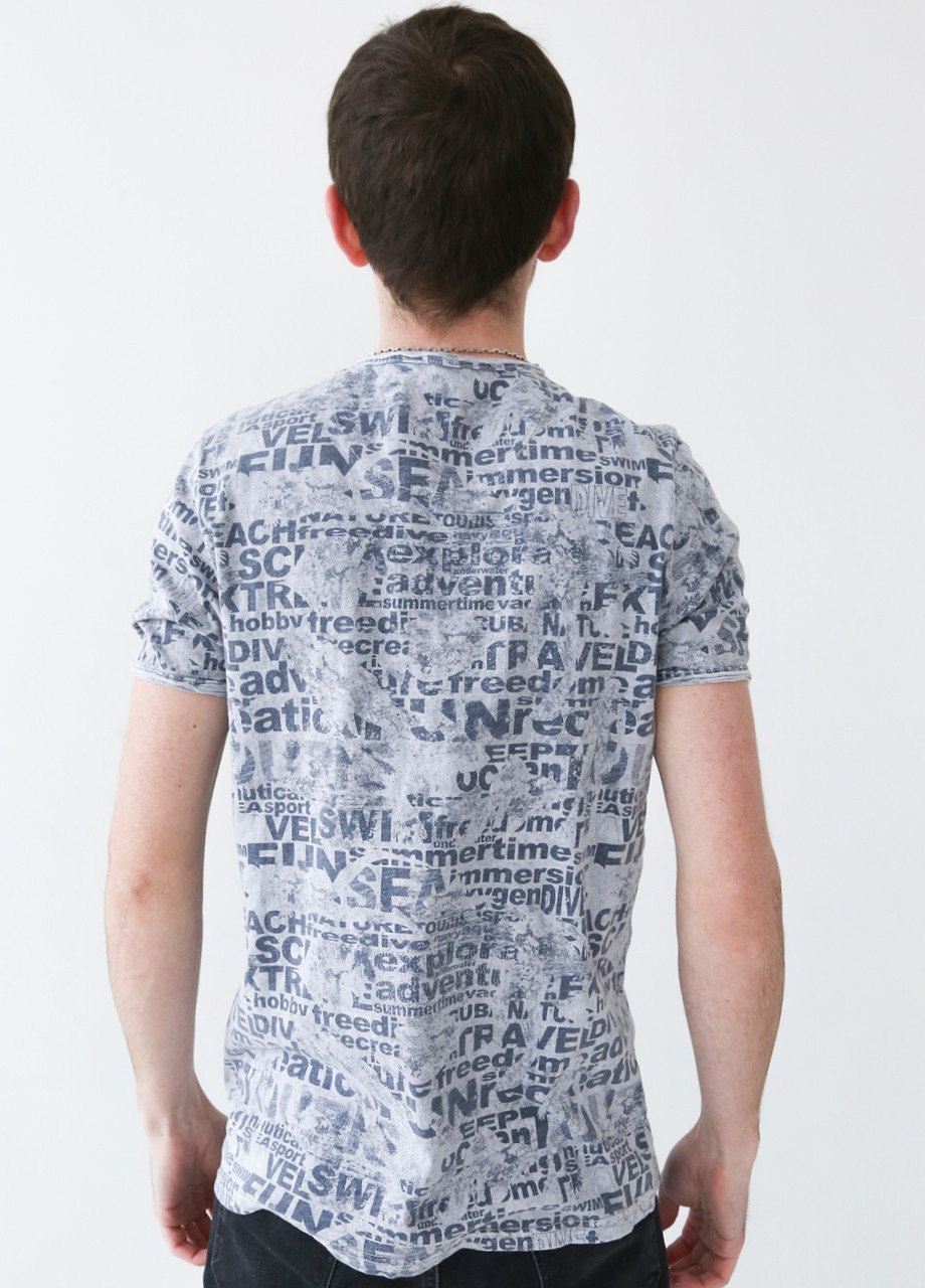 Серая футболка мужская серая вареная с принтом Jean Piere