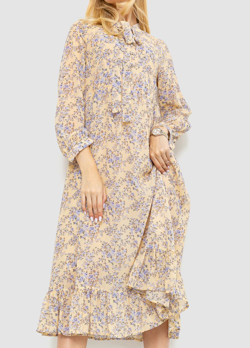 Комбинированное кэжуал платье клеш Ager с цветочным принтом