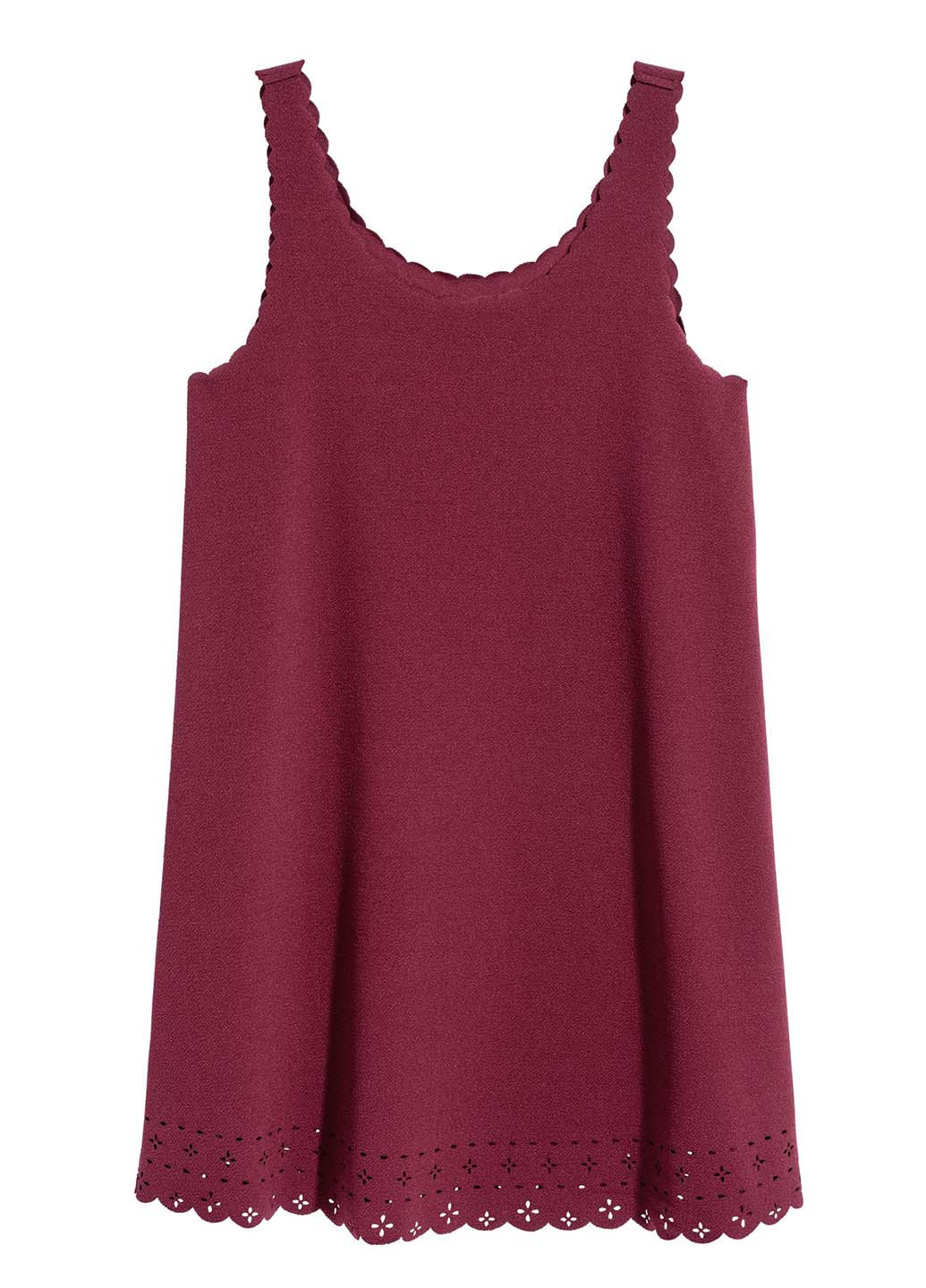 Бордовое кэжуал платье а-силуэт H&M однотонное