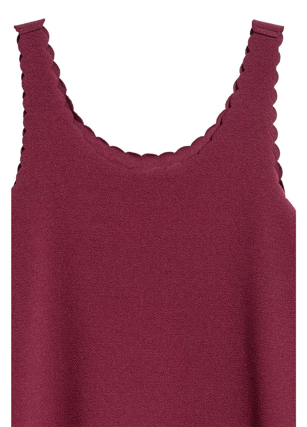 Бордовое кэжуал платье а-силуэт H&M однотонное