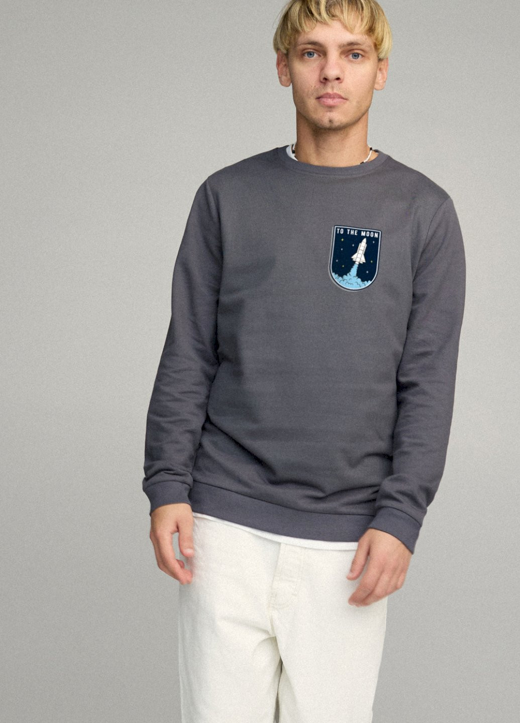 Темно-сірий світшот чоловічий basic /no flis/ YAPPI (252258417)