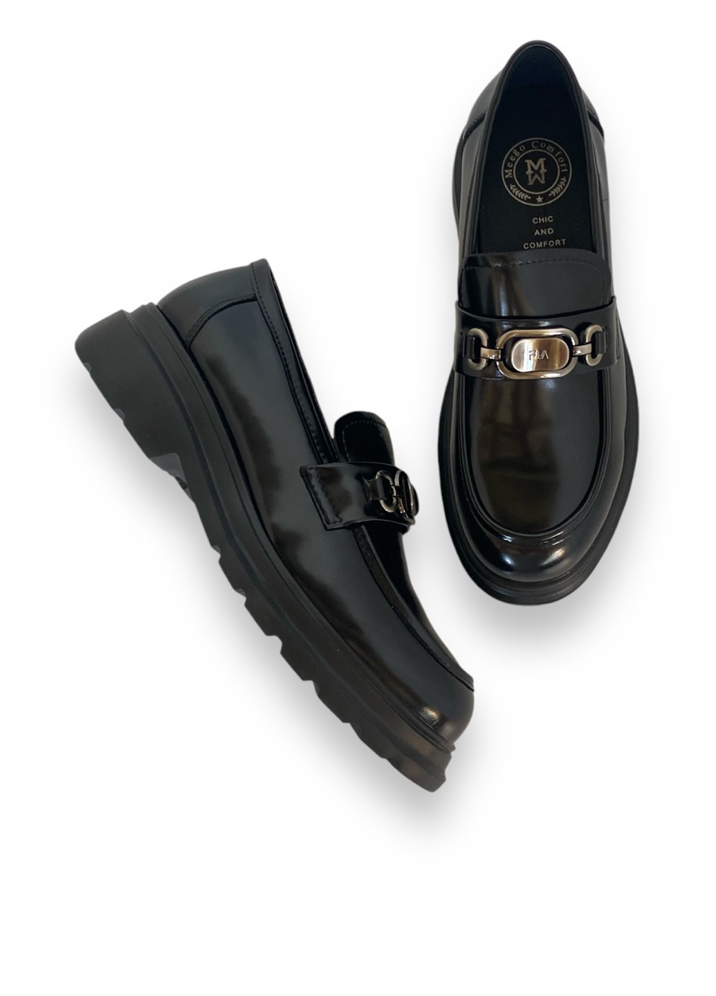 Meego Туфлі лофери чорний з натуральна шкіра, румунія — демісезон (303483069)