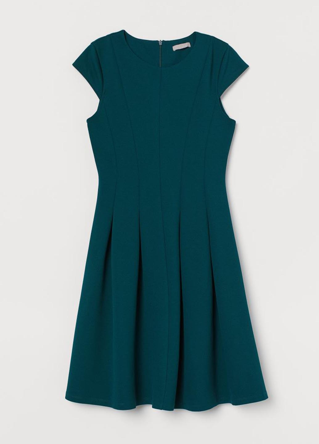 Темно-зелена кежуал плаття, сукня кльош H&M однотонна