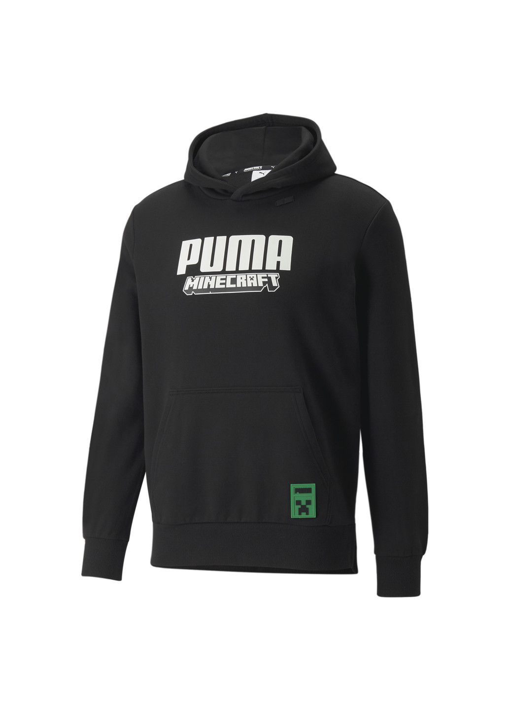 Толстовка x MINECRAFT Men's Hoodie Puma однотонная чёрная спортивная хлопок, эластан