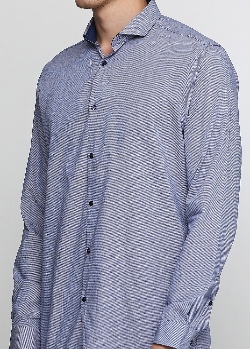 Темно-синяя кэжуал рубашка с узором "гусиная лапка" Cedar Wood State с длинным рукавом