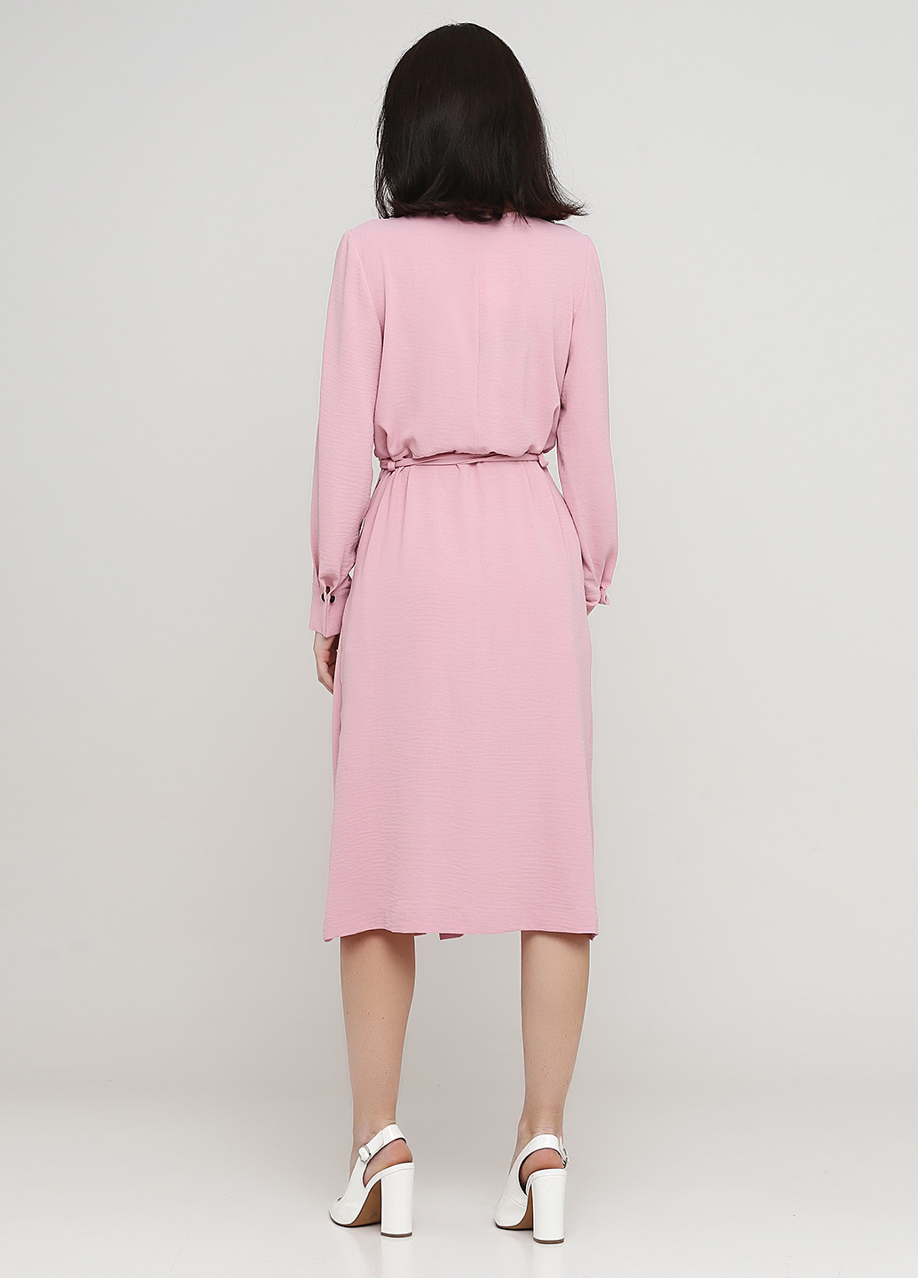 Розовое коктейльное платье на запах Olga Shyrai for PUBLIC&PRIVATE однотонное