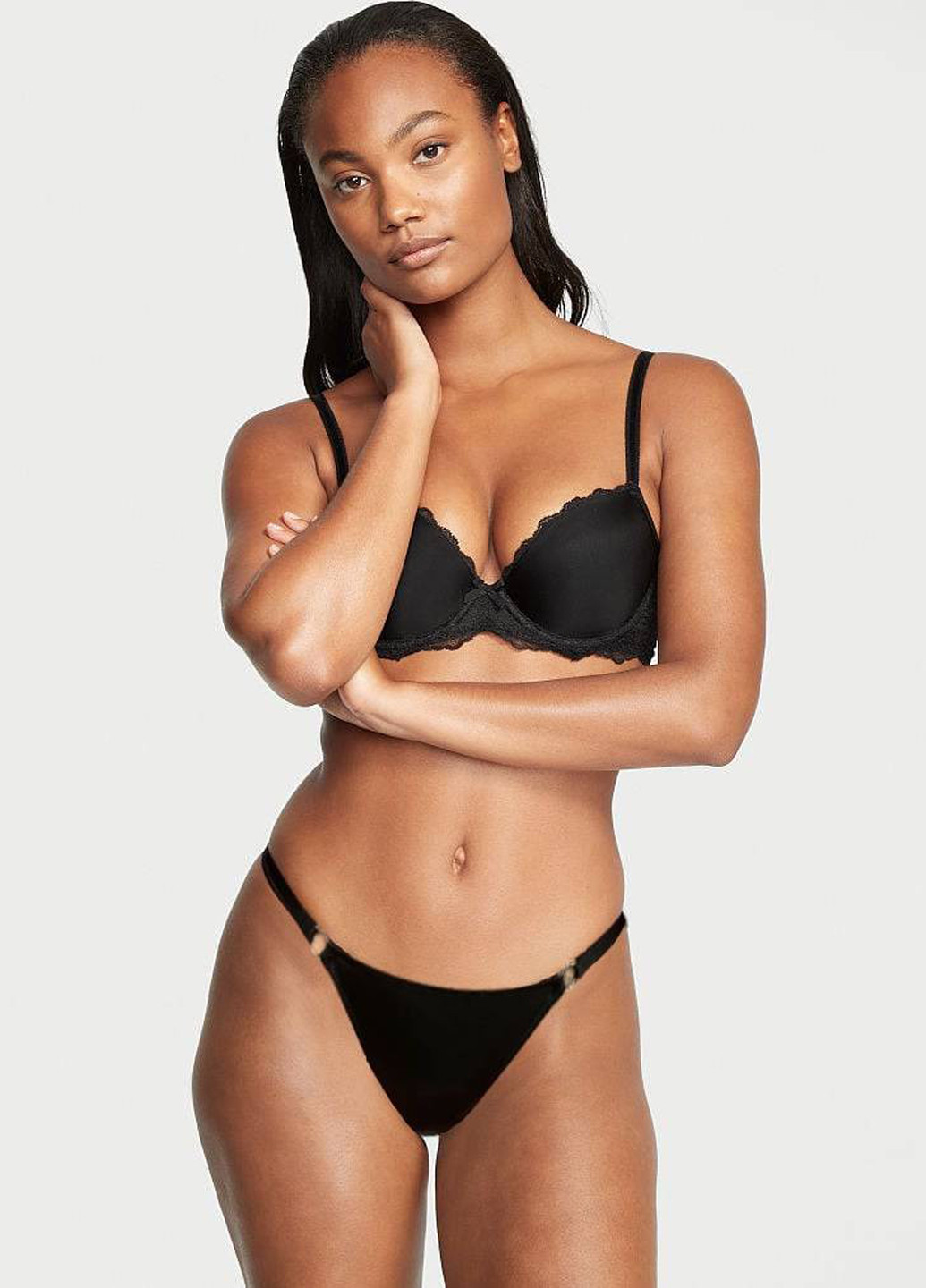 Чорний демісезонний комплект (бюстгальтер, трусики) Victoria's Secret