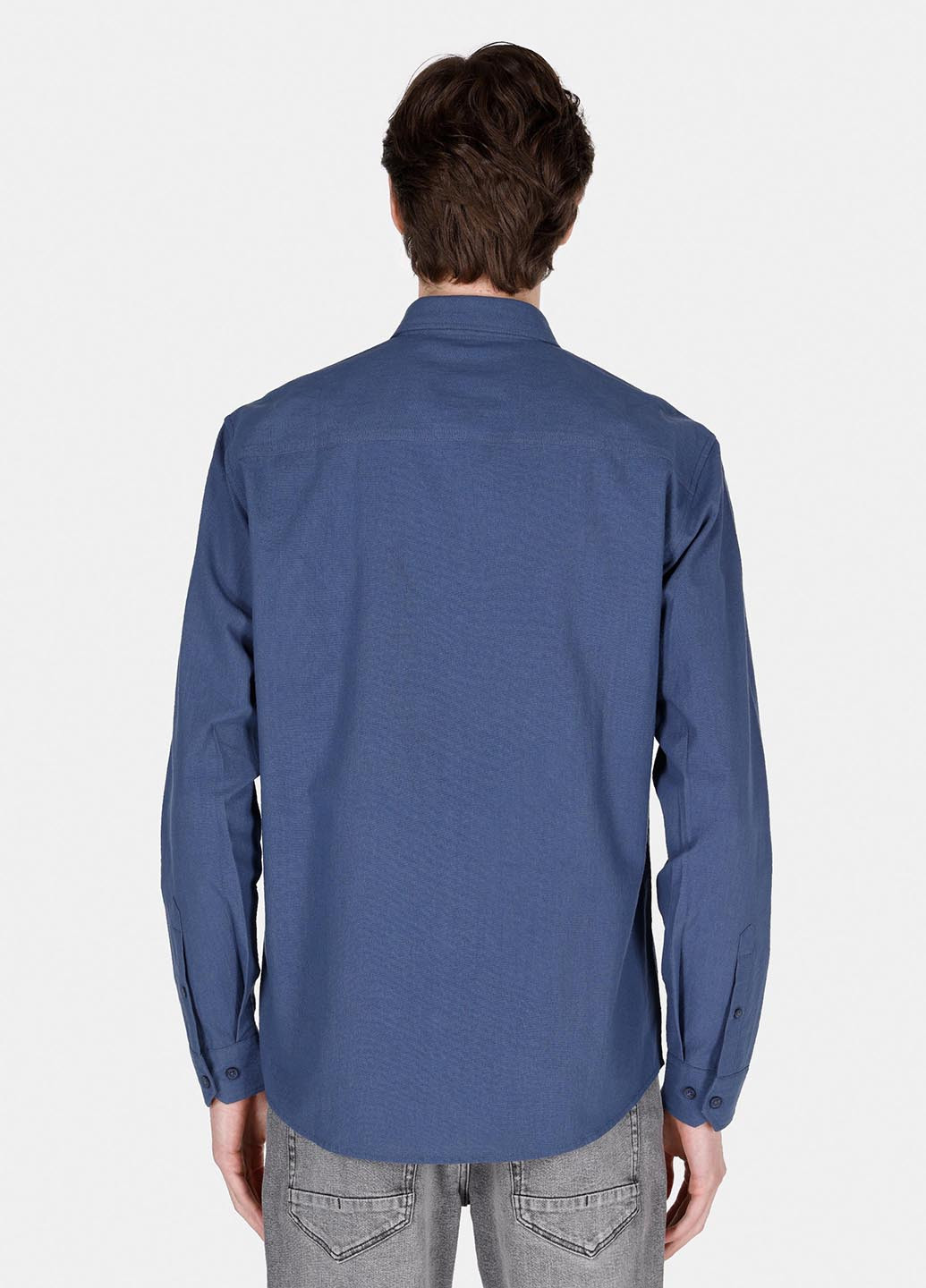 Темно-синяя кэжуал рубашка однотонная Colin's