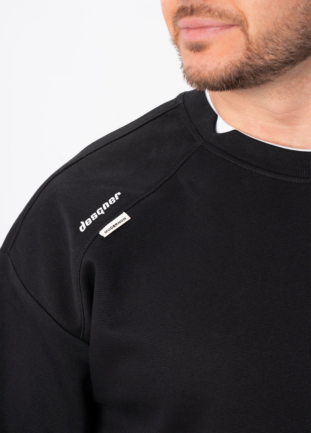 Черный свитшот Trend Collection однотонный вышивка, нашивки (369659909)