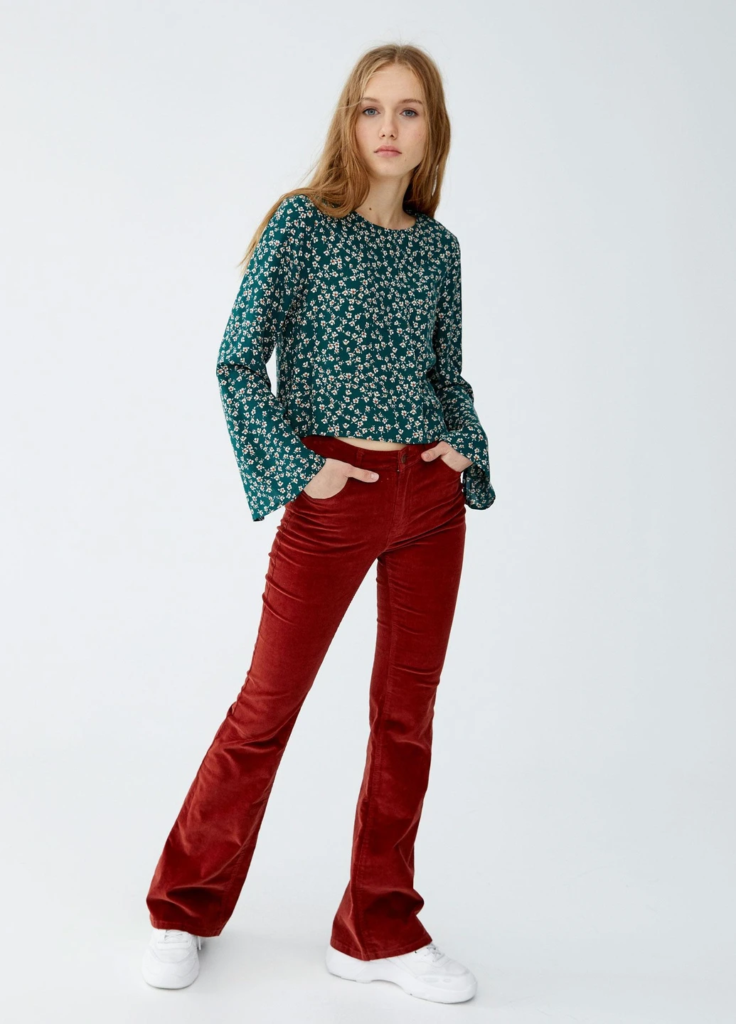Зелёная блуза демисезон Pull & Bear