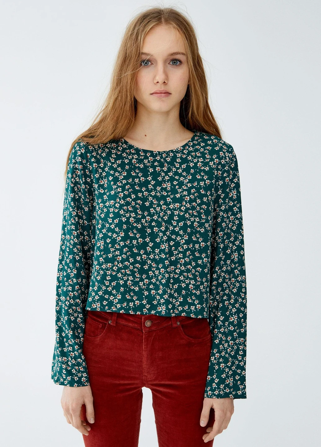 Зелёная блуза демисезон Pull & Bear