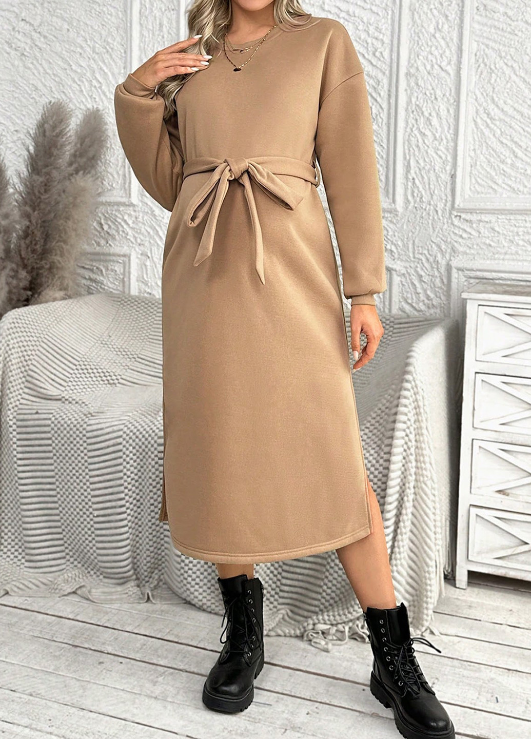 Пісочна кежуал сукня для вагітних SHEIN однотонна