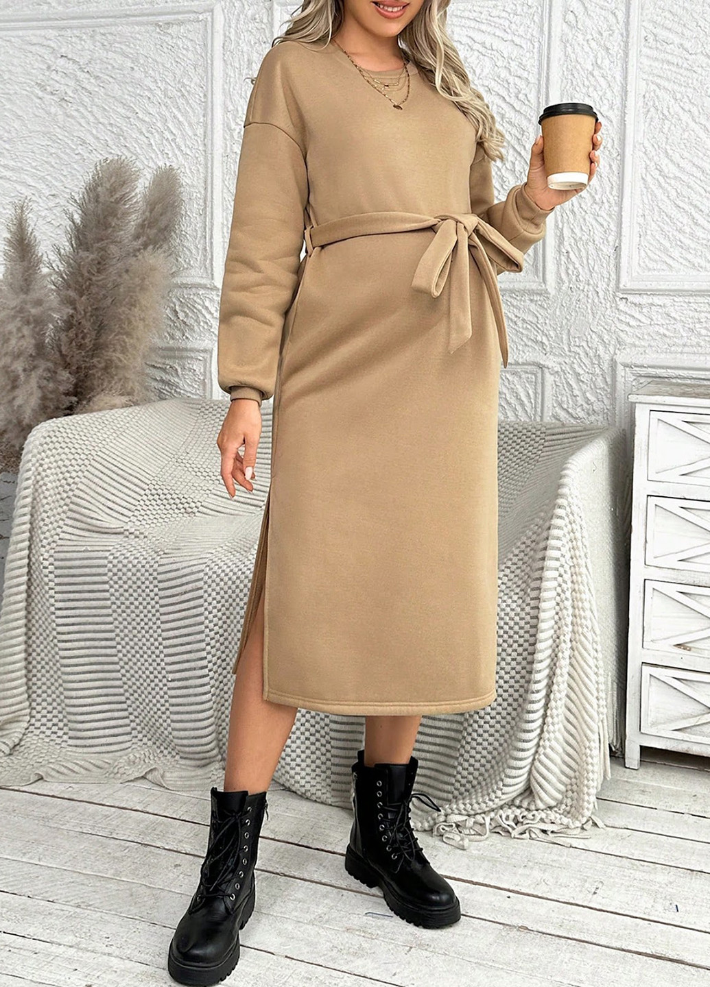 Пісочна кежуал сукня для вагітних SHEIN однотонна