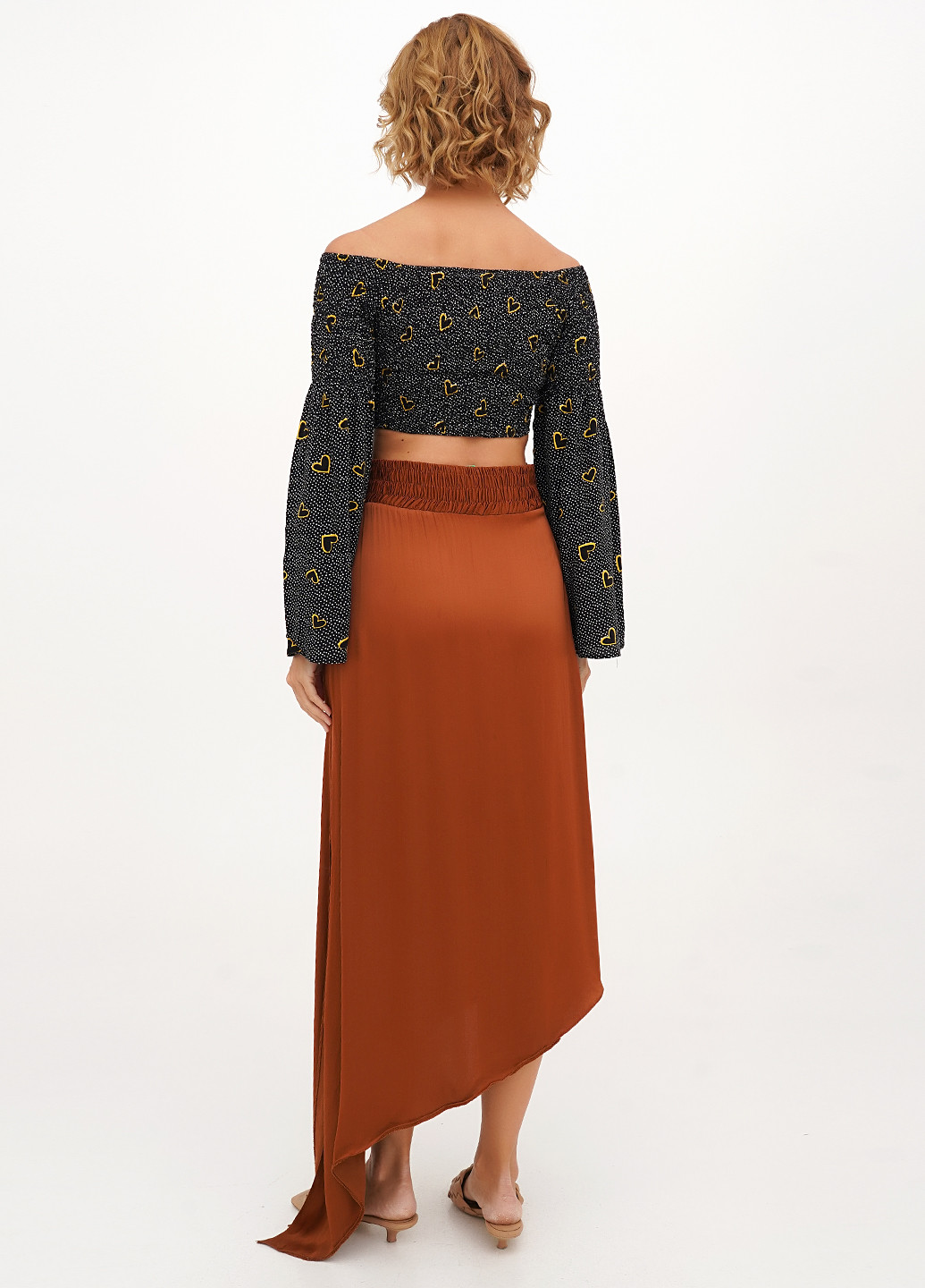 Коричневая кэжуал однотонная юбка Vicolo а-силуэта (трапеция)