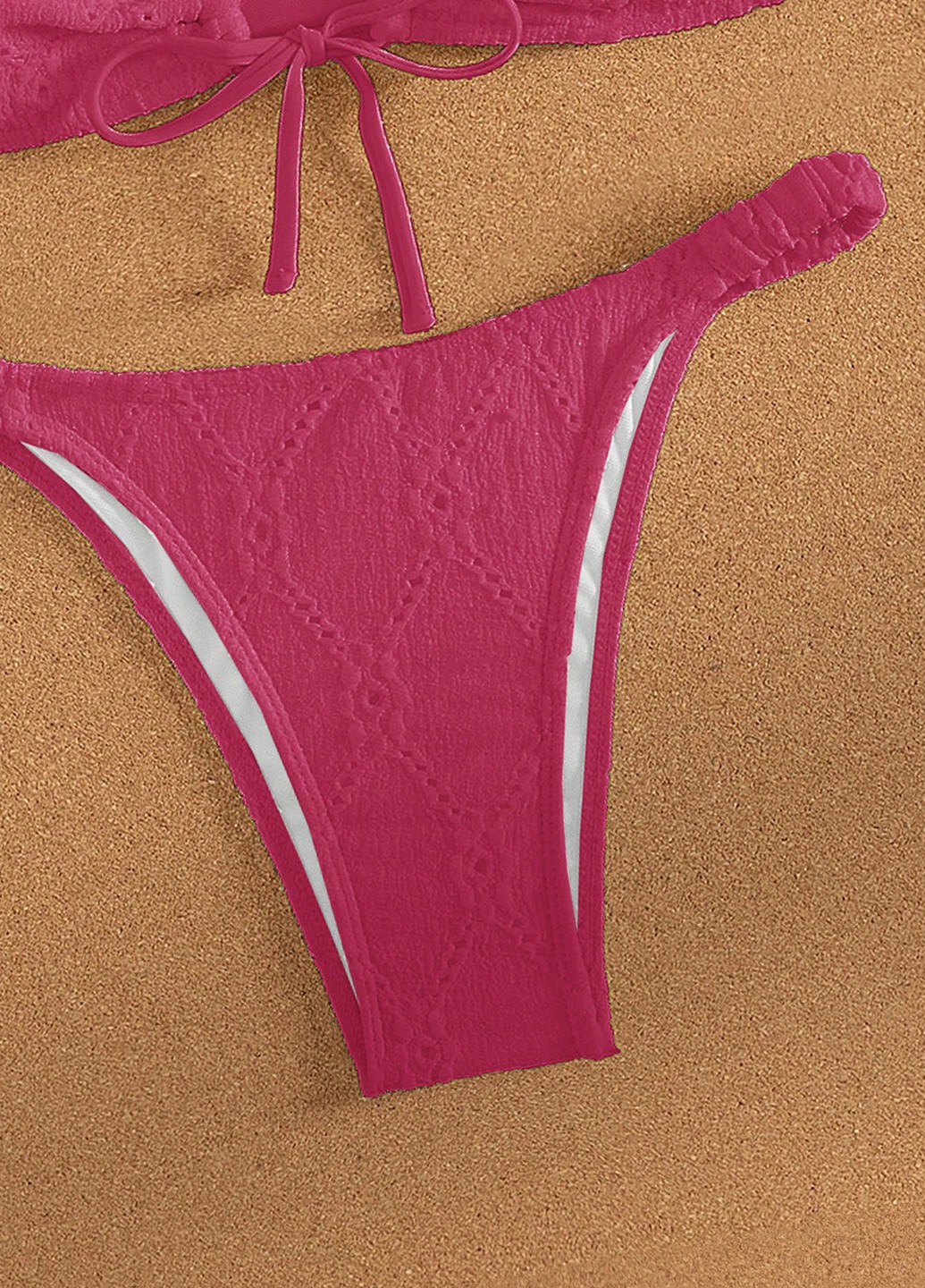 Фуксиновий (колору Фукія) літній купальник (ліф, трусики) бікіні, роздільний SHEIN
