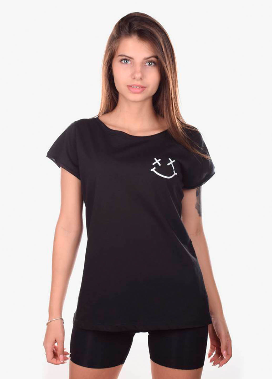 Чорна всесезон футболка жіноча smiley чорний Power Футболки
