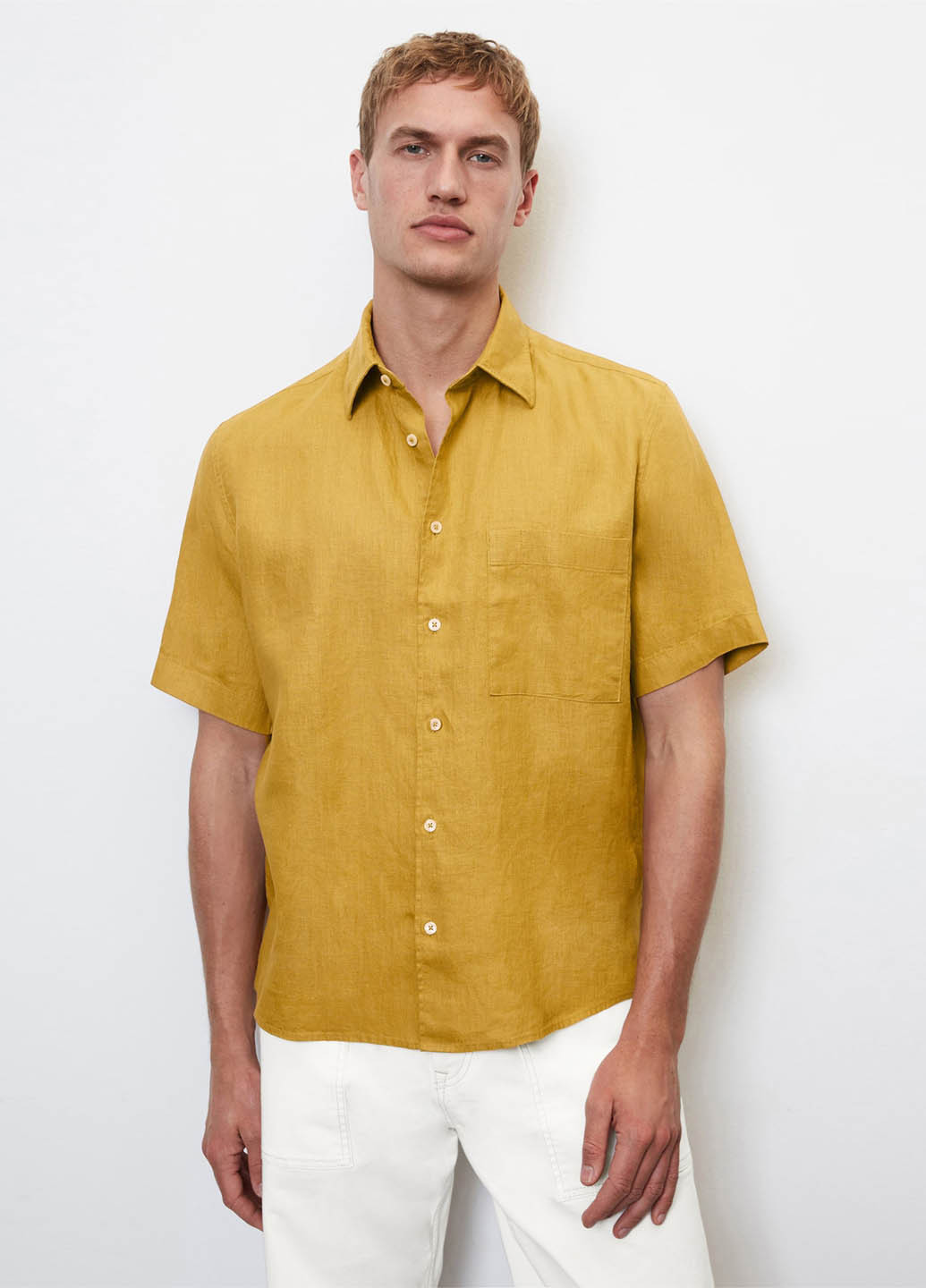 Желтая кэжуал рубашка однотонная Marc O'Polo