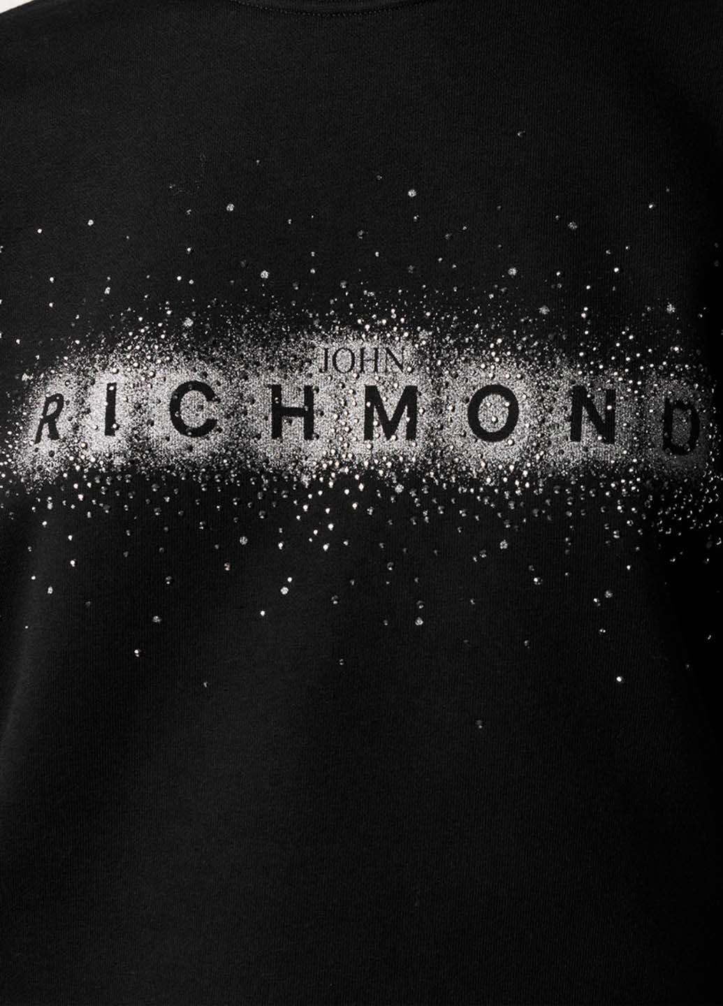 Свитшот John Richmond - Свободный, Прямой крой однотонный черный кэжуал хлопок, трикотаж - (251125814)