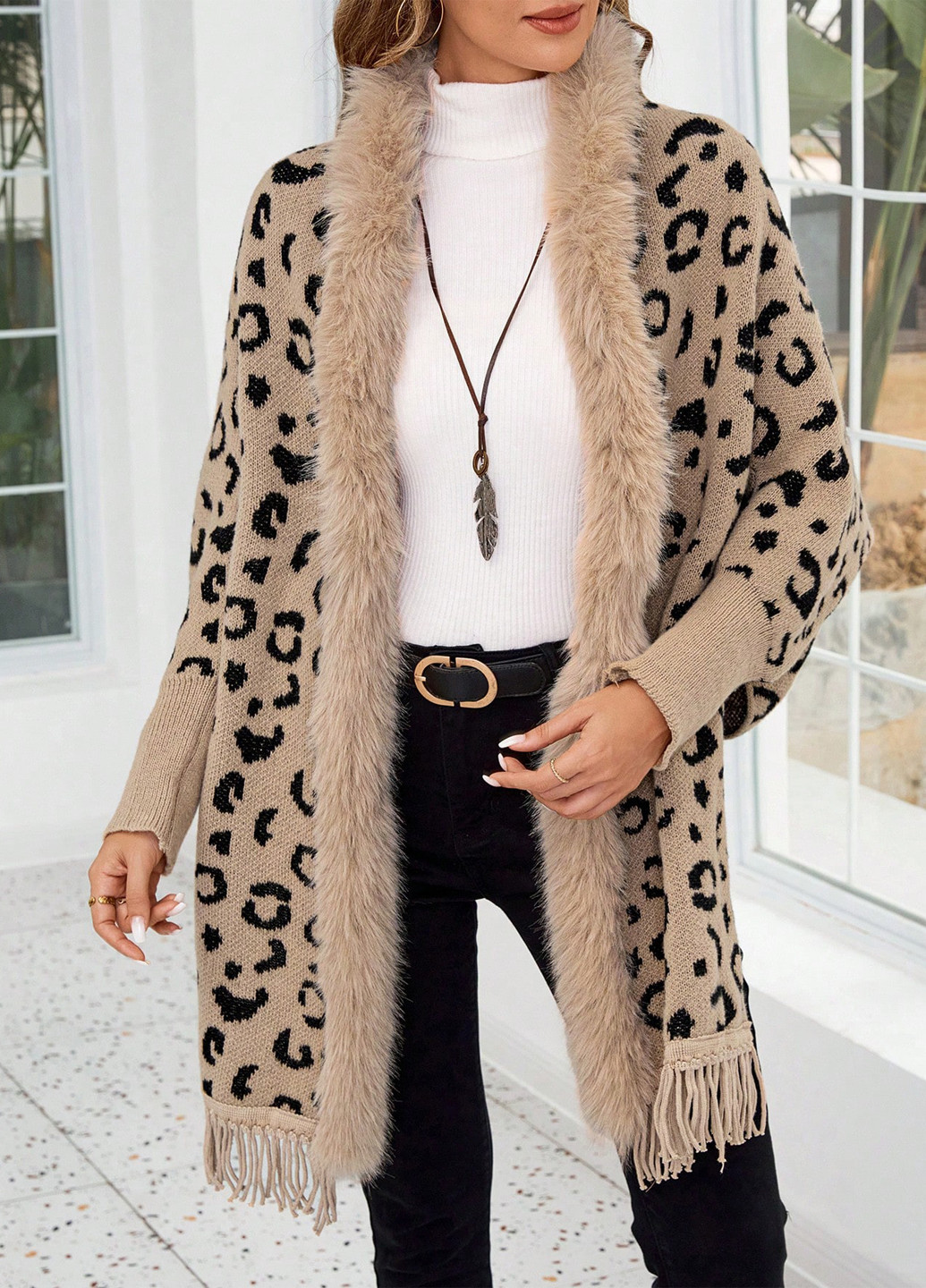 Бежевый демисезонный кардиган SHEIN