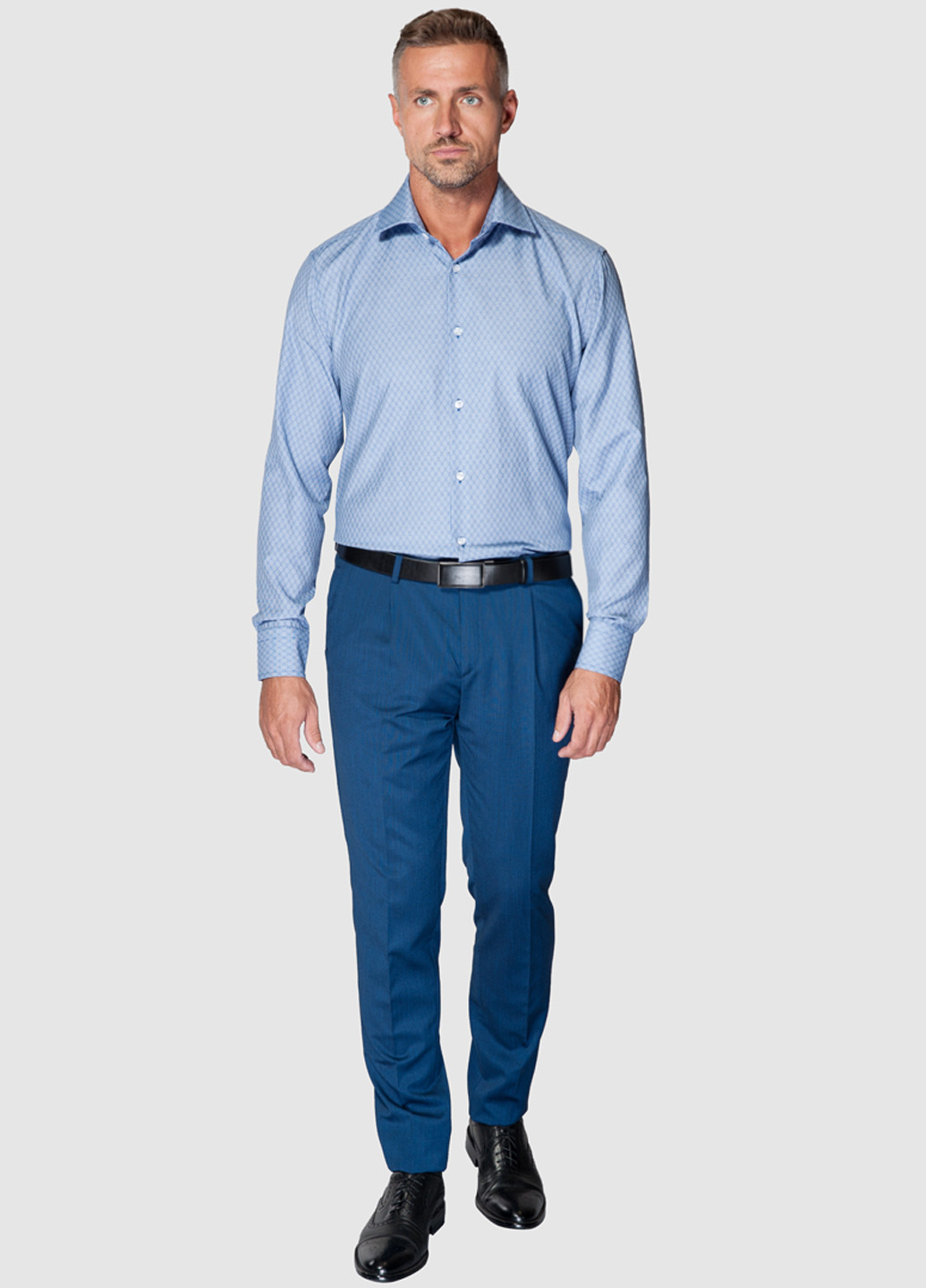 Голубой классическая рубашка Arber с длинным рукавом