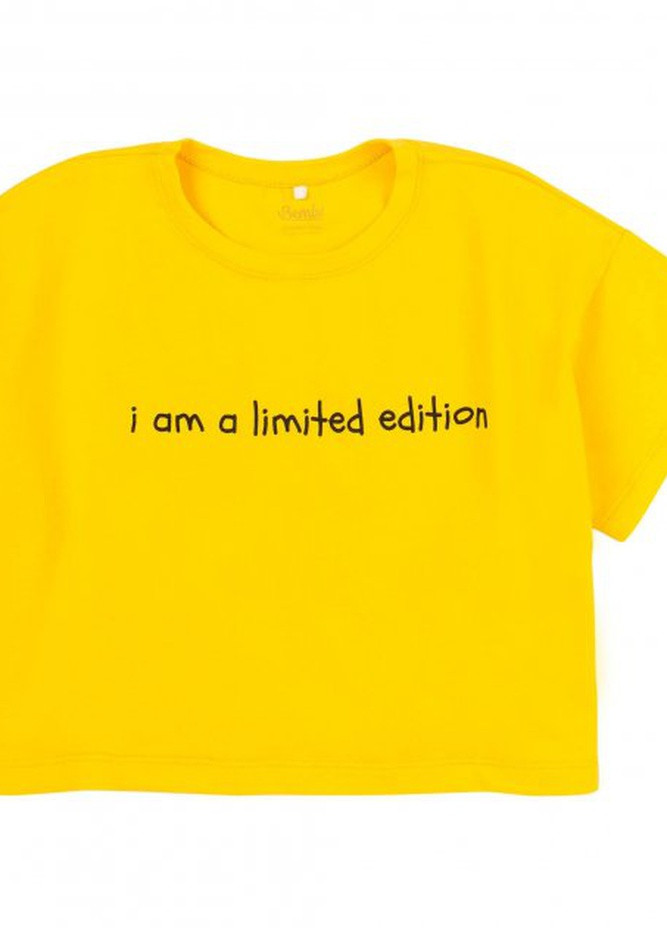 Желтая футболка для девочки (фб894) графитовый Бемби