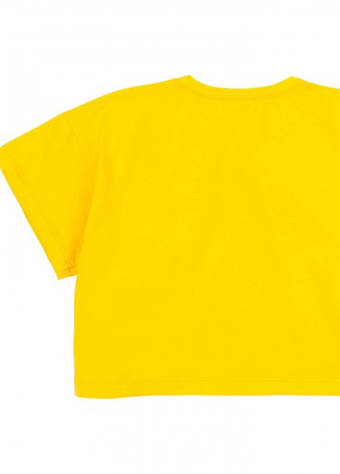 Желтая футболка для девочки (фб894) графитовый Бемби