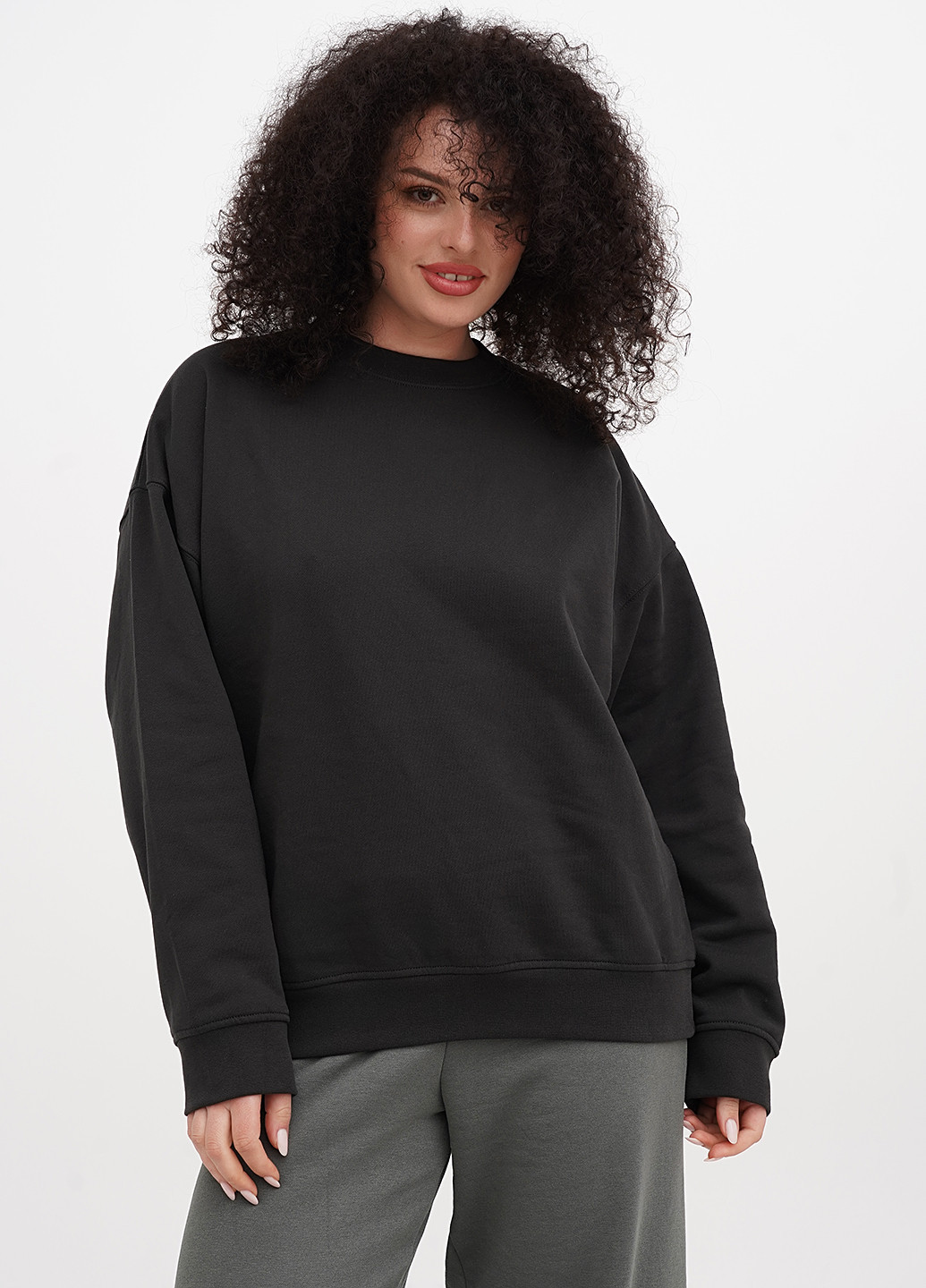 Темно-серый свитшот H&M однотонный без декора (366095943)