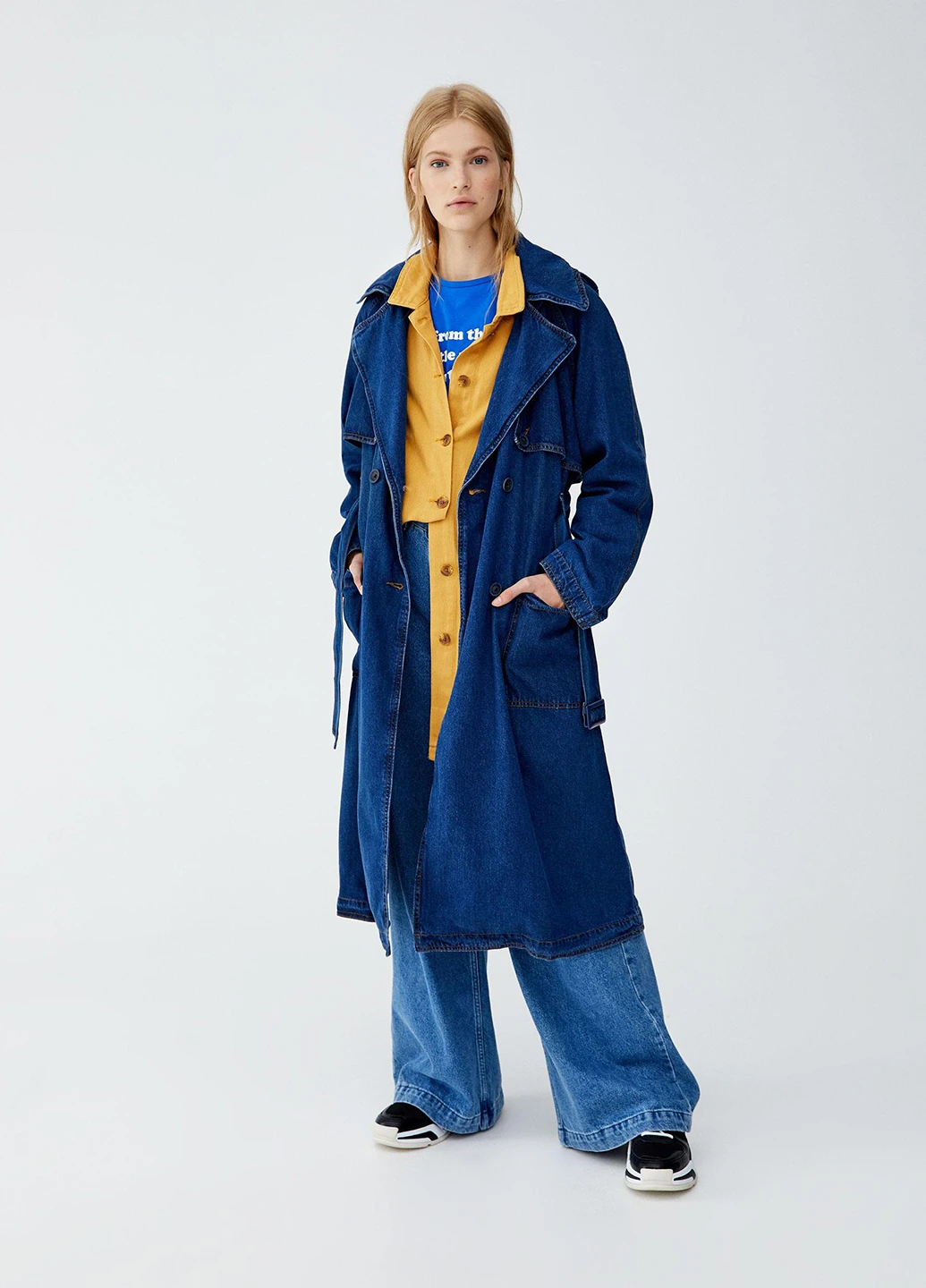 Плащ Pull & Bear тренчкот на гудзиках демісезон (244286835)