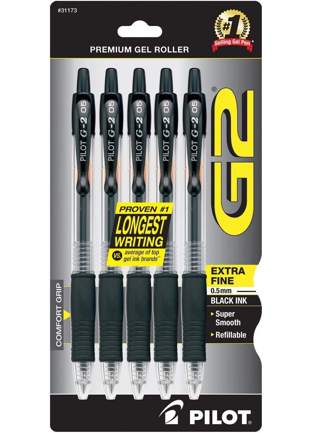 Набор гелевых ручек G2 Premium Gel Pen, Extra Fine Черные автоматические 0.5 мм (31173) Pilot (255254814)